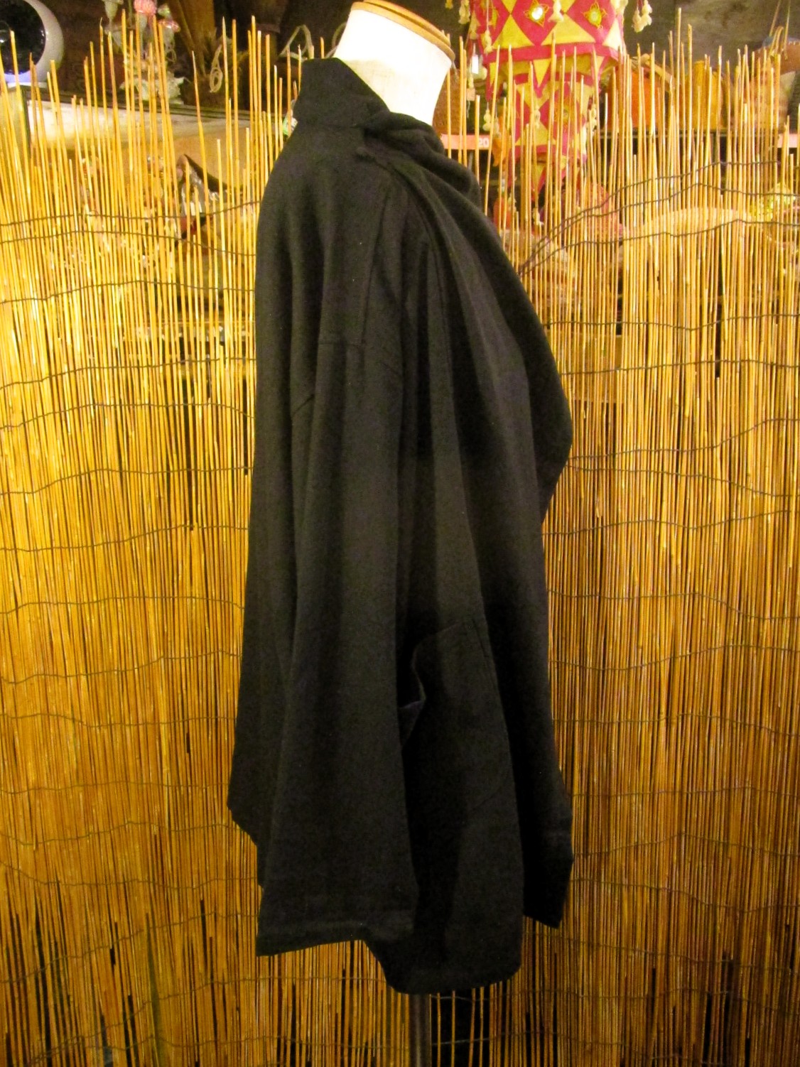 画像2: 黒色＊コットン素材＊ゆったりサイズ＊２ＷＡＹ＊スナフキン＊旅人風コート