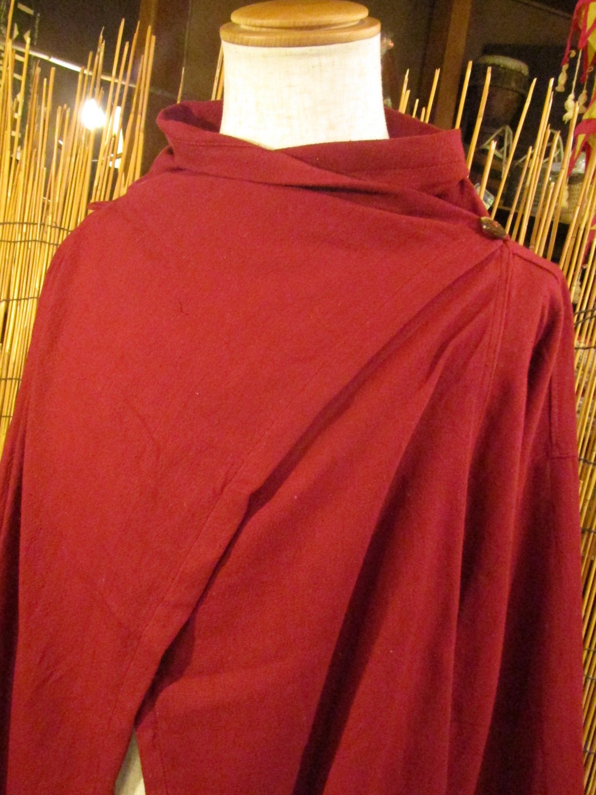 画像: 赤色＊コットン素材＊ゆったりサイズ＊２ＷＡＹ＊スナフキン＊旅人風コート