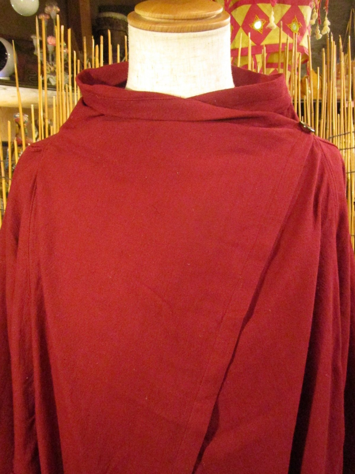 画像: 赤色＊コットン素材＊ゆったりサイズ＊２ＷＡＹ＊スナフキン＊旅人風コート