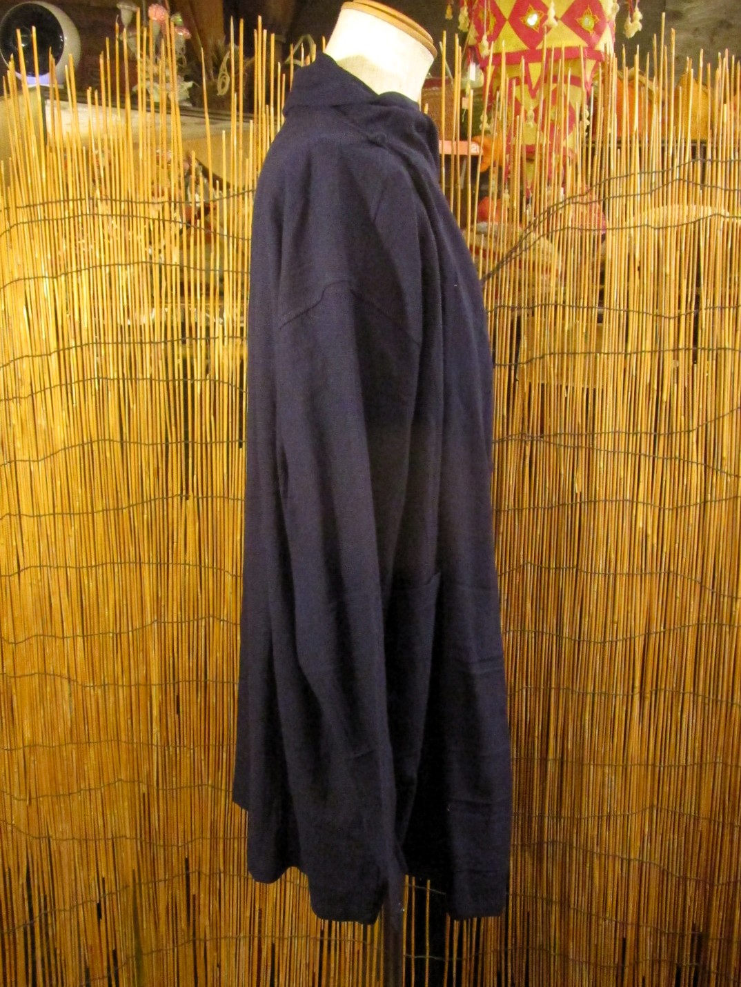 画像2: 紺色＊コットン素材＊ゆったりサイズ＊２ＷＡＹ＊スナフキン＊旅人風コート