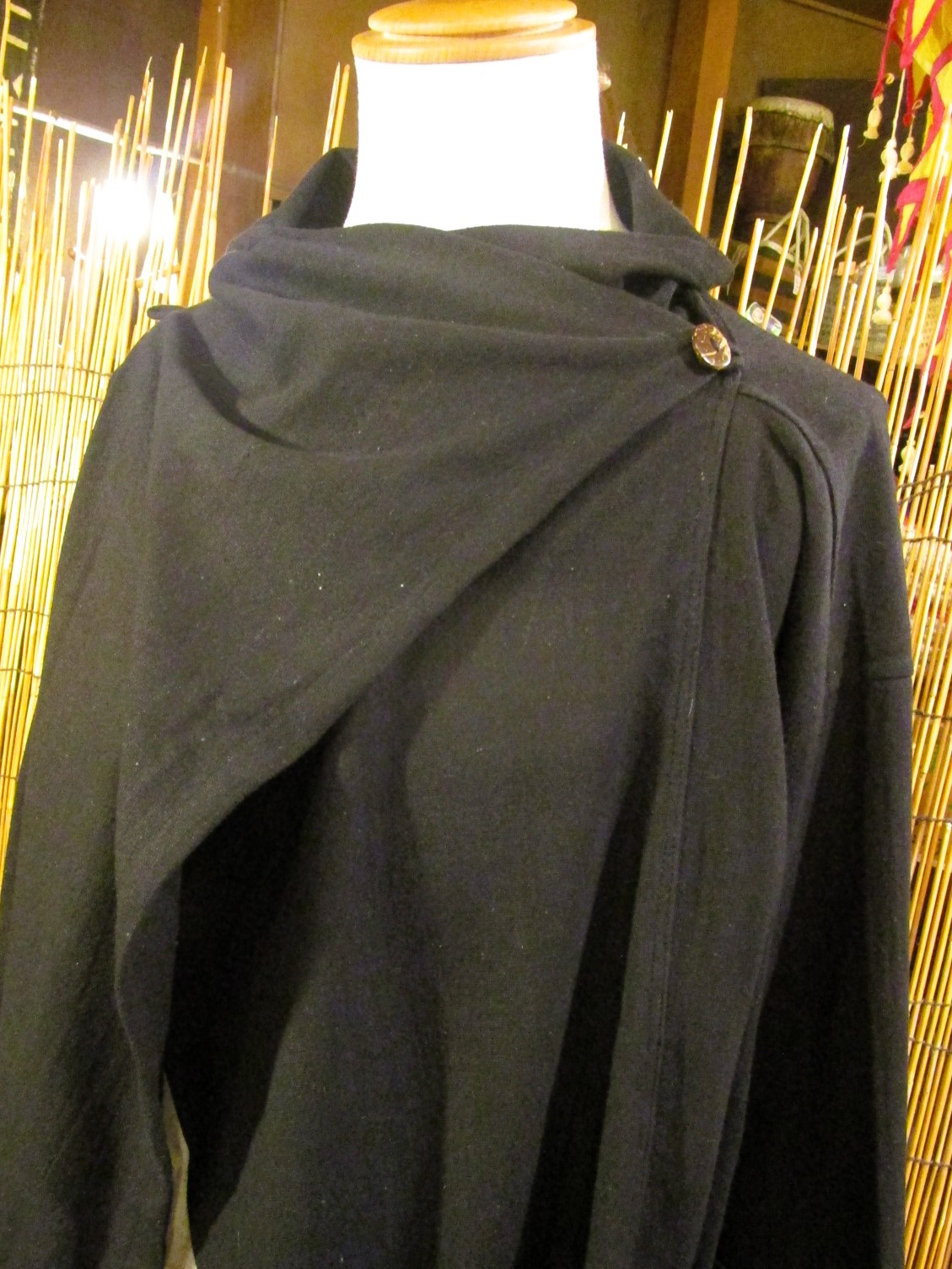 画像: 黒色＊コットン素材＊ゆったりサイズ＊２ＷＡＹ＊スナフキン＊旅人風コート