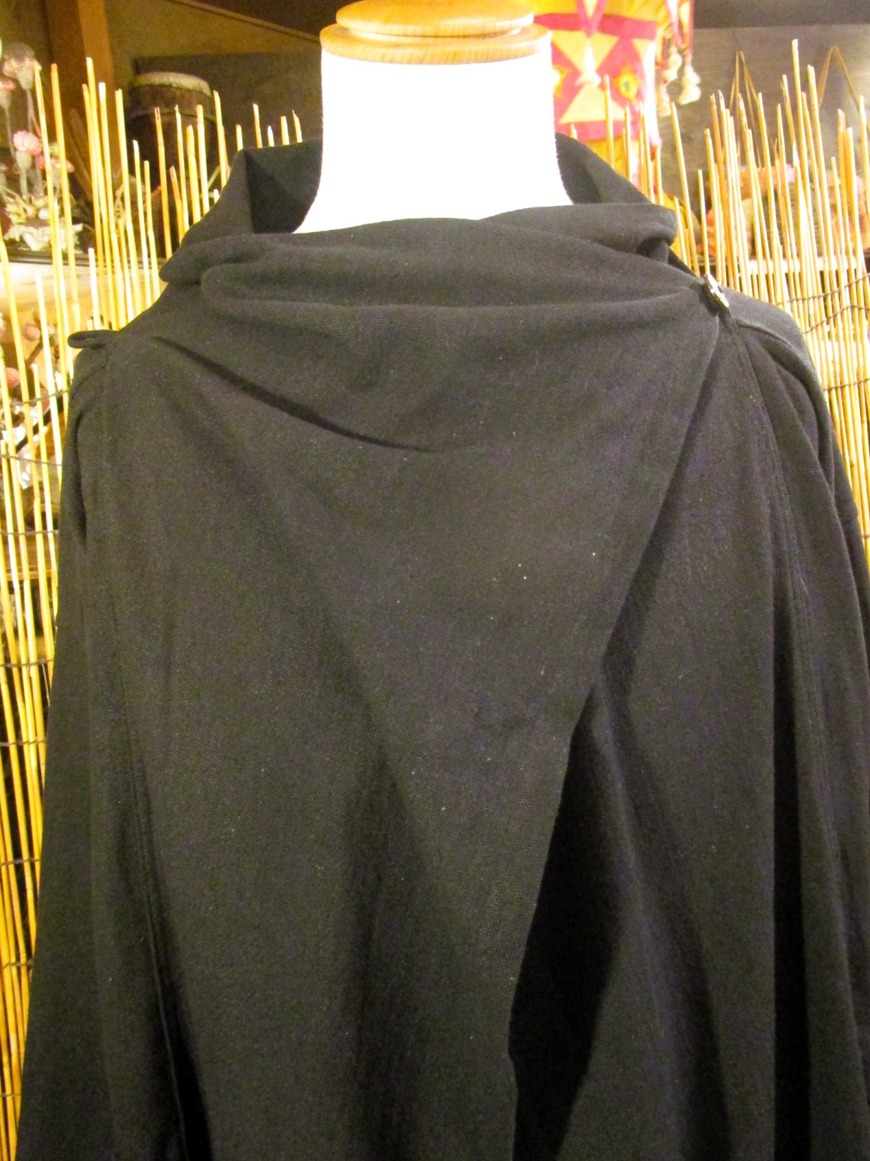 画像: 黒色＊コットン素材＊ゆったりサイズ＊２ＷＡＹ＊スナフキン＊旅人風コート