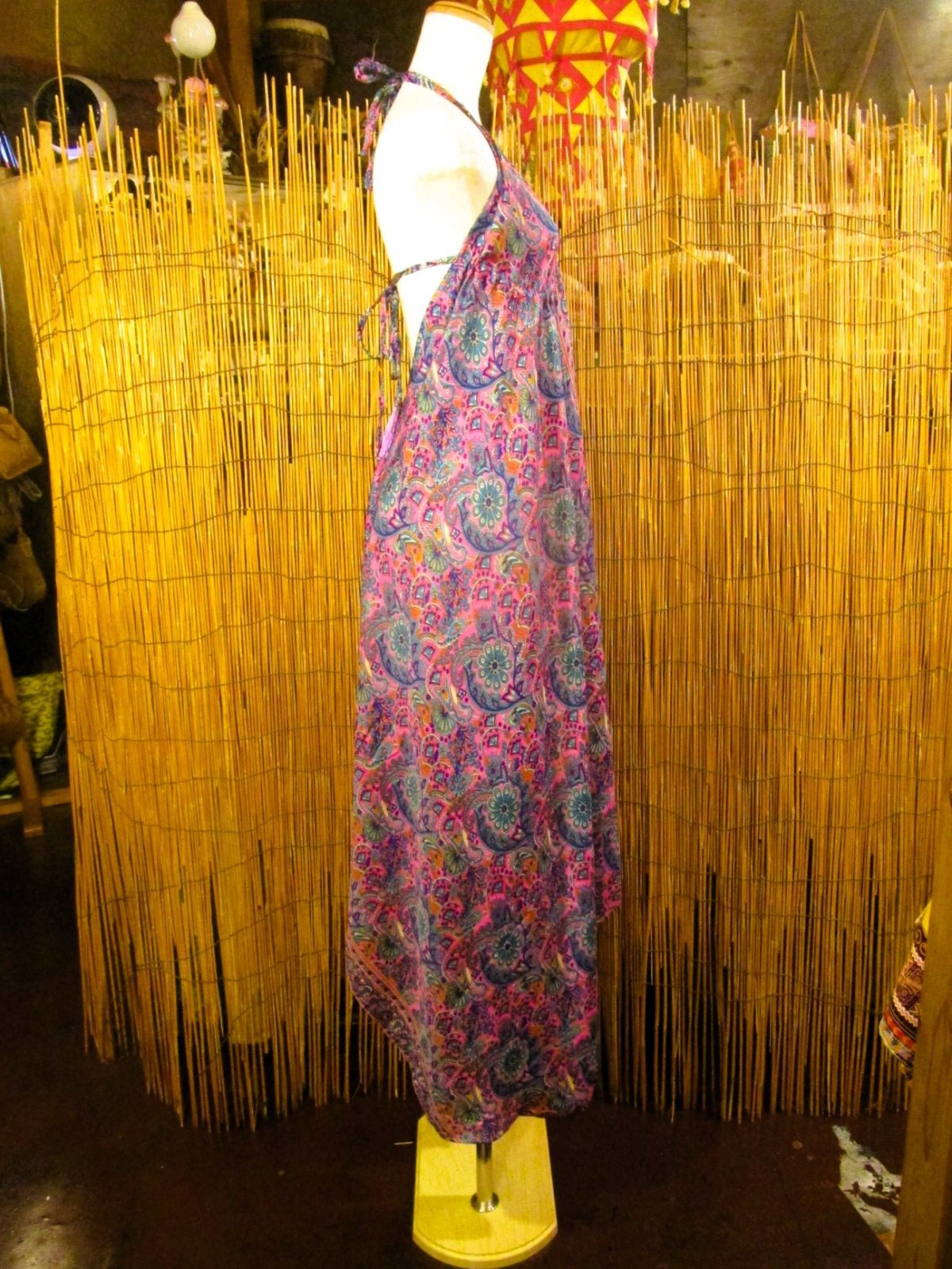 画像2: サリー生地＊ポリエステル素材＊ホルターネック＊ロング丈＊ワンピース