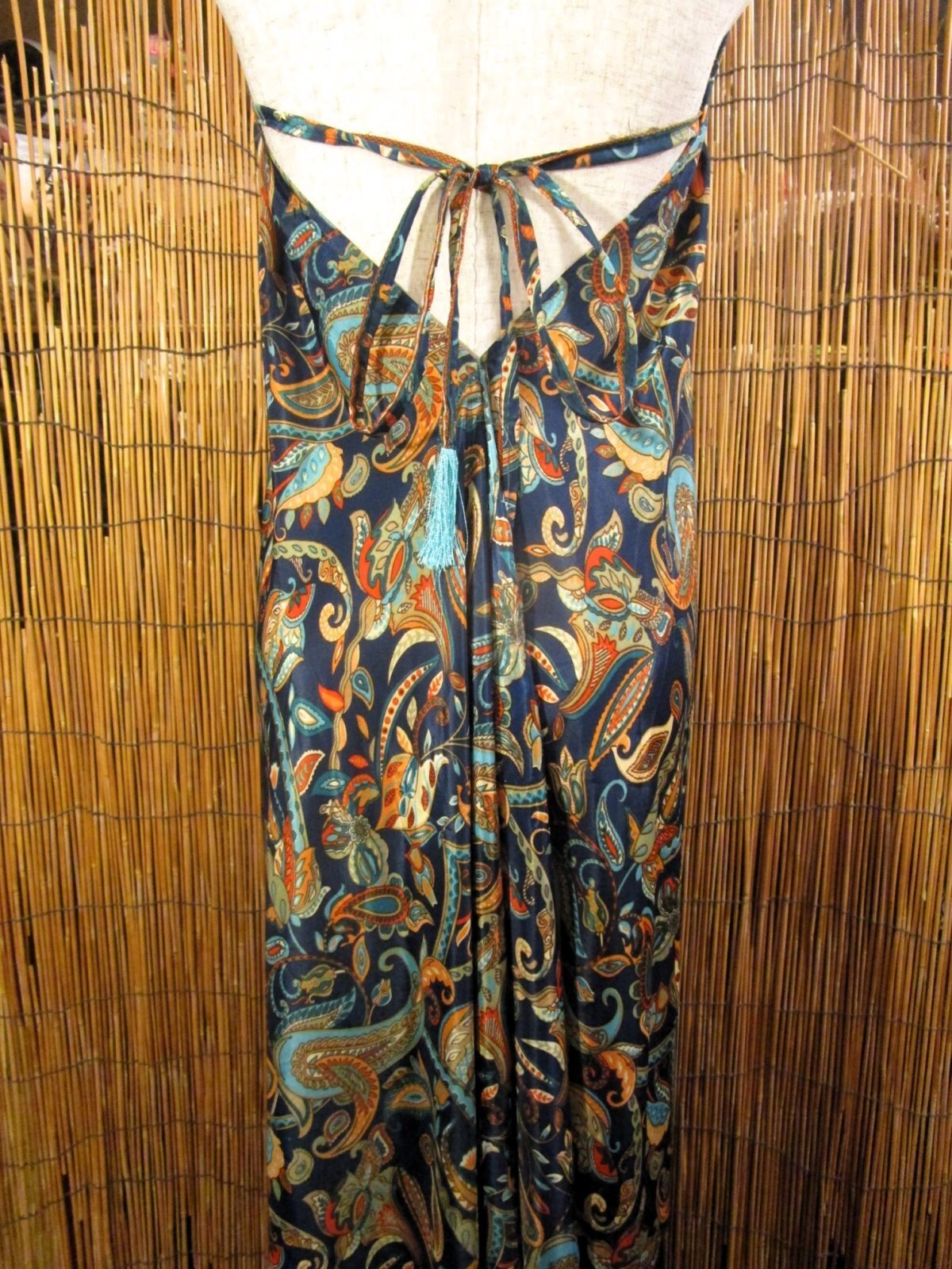 画像: サリー生地＊ポリエステル素材＊ホルターネック＊ロング丈＊ワンピース