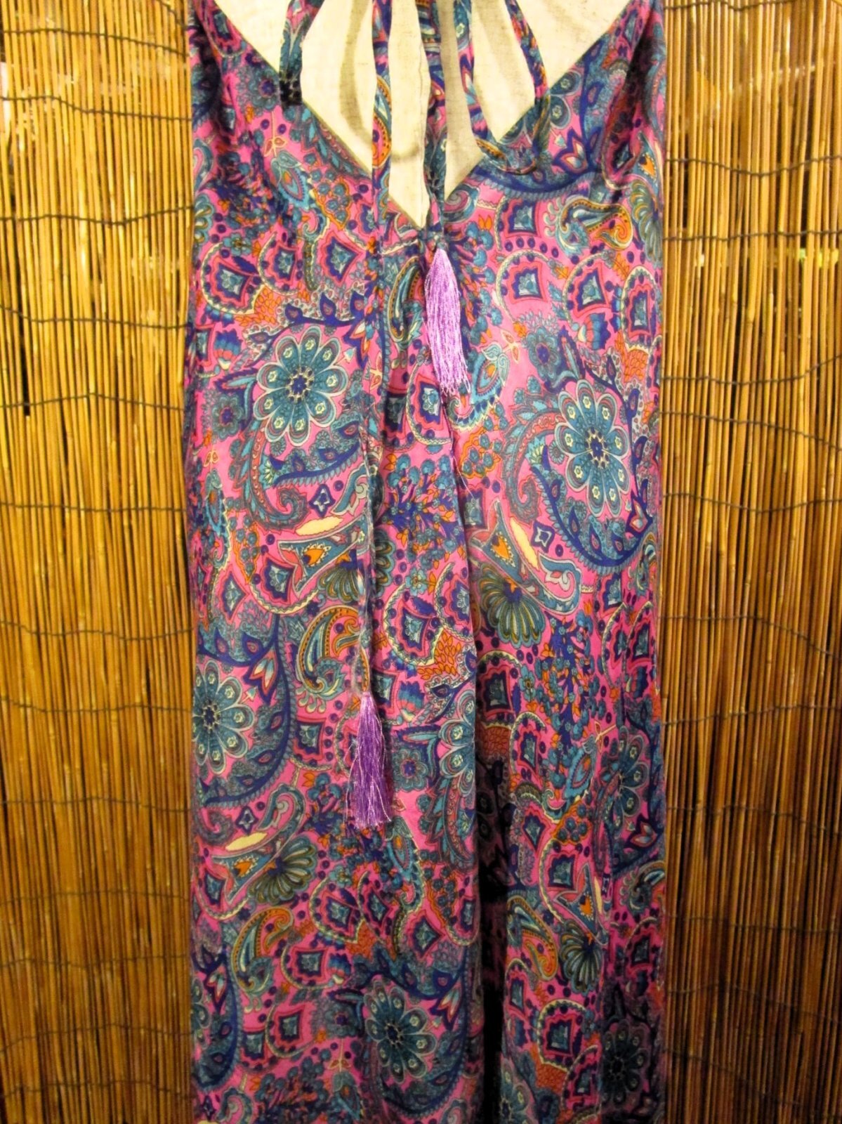 画像: サリー生地＊ポリエステル素材＊ホルターネック＊ロング丈＊ワンピース