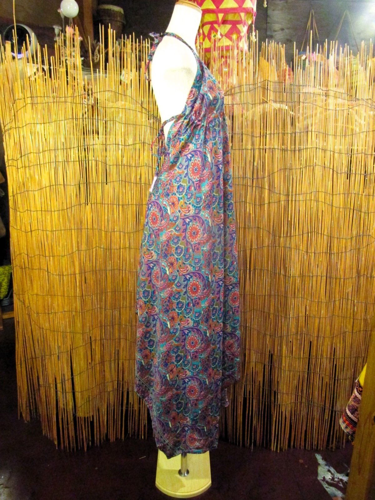 画像2: サリー生地＊ポリエステル素材＊ホルターネック＊ロング丈＊ワンピース