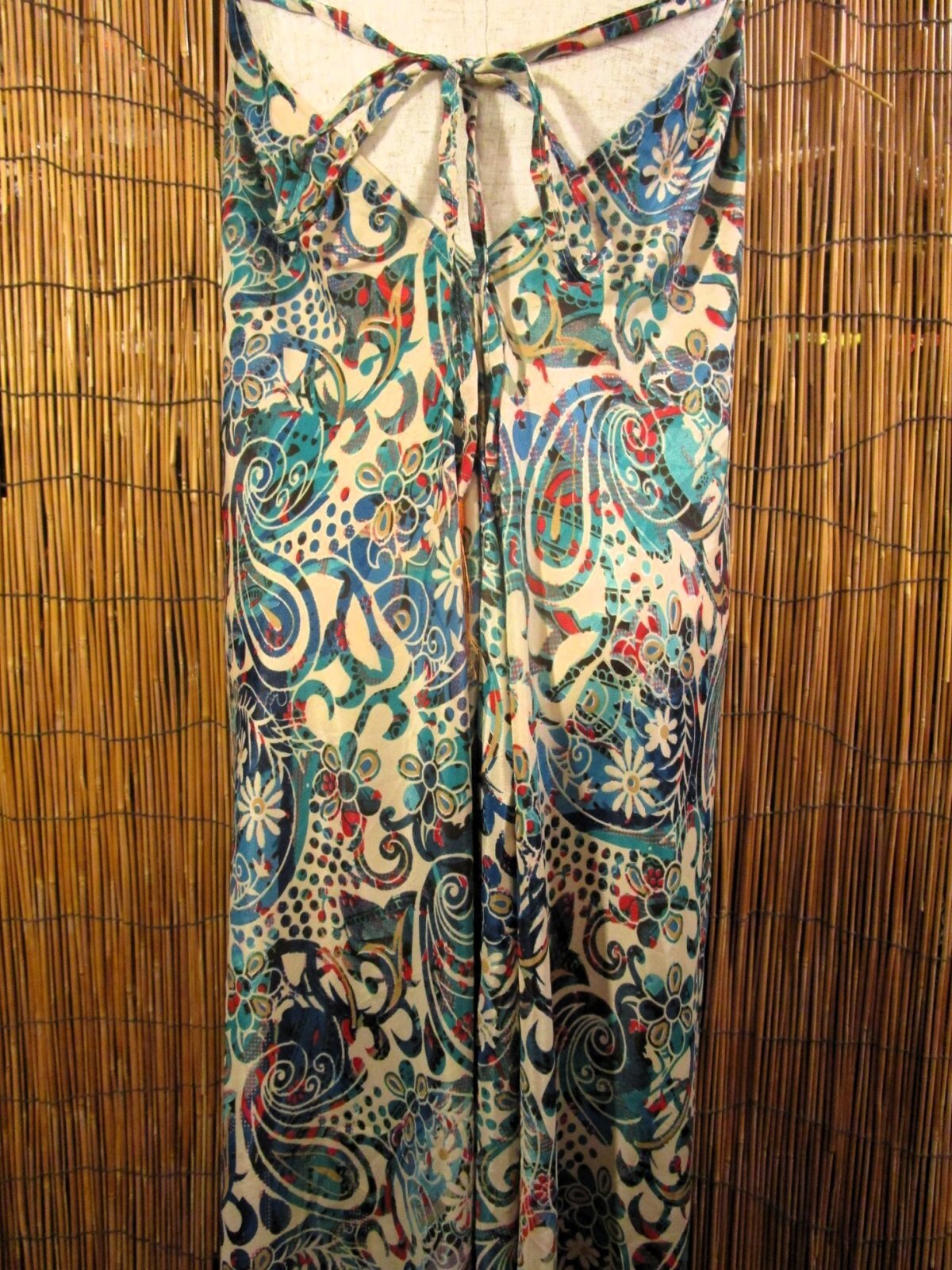 画像: サリー生地＊ポリエステル素材＊ホルターネック＊ロング丈＊ワンピース