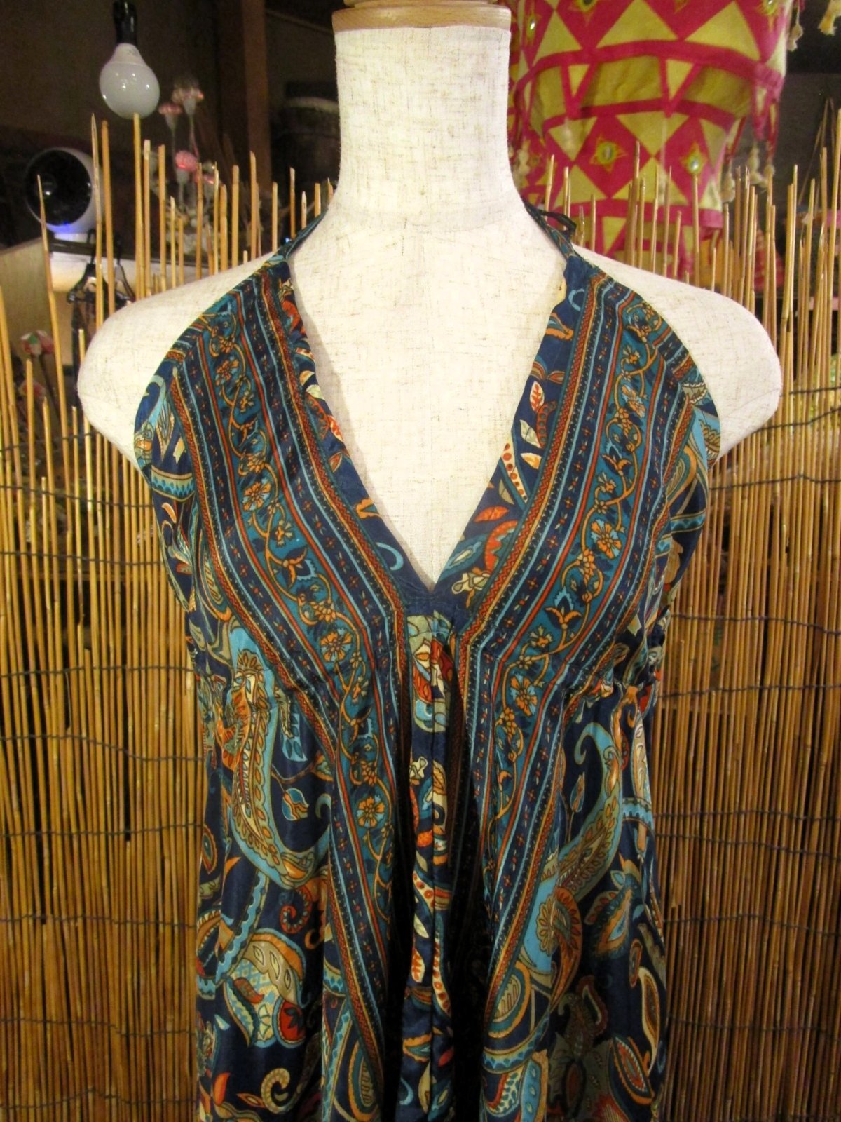 画像4: サリー生地＊ポリエステル素材＊ホルターネック＊ロング丈＊ワンピース