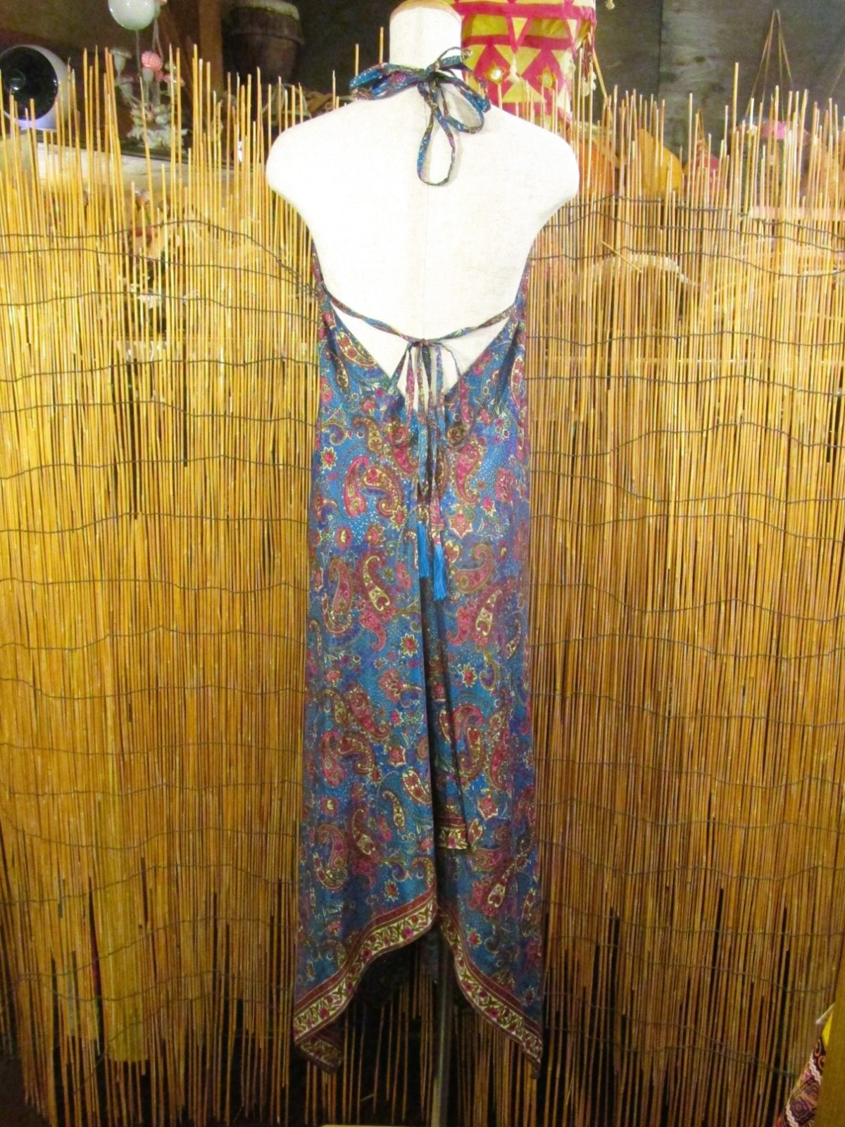 画像3: サリー生地＊ポリエステル素材＊ホルターネック＊ロング丈＊ワンピース