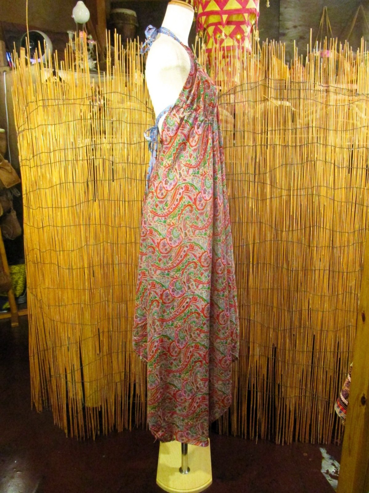 画像2: サリー生地＊ポリエステル素材＊ホルターネック＊ロング丈＊ワンピース