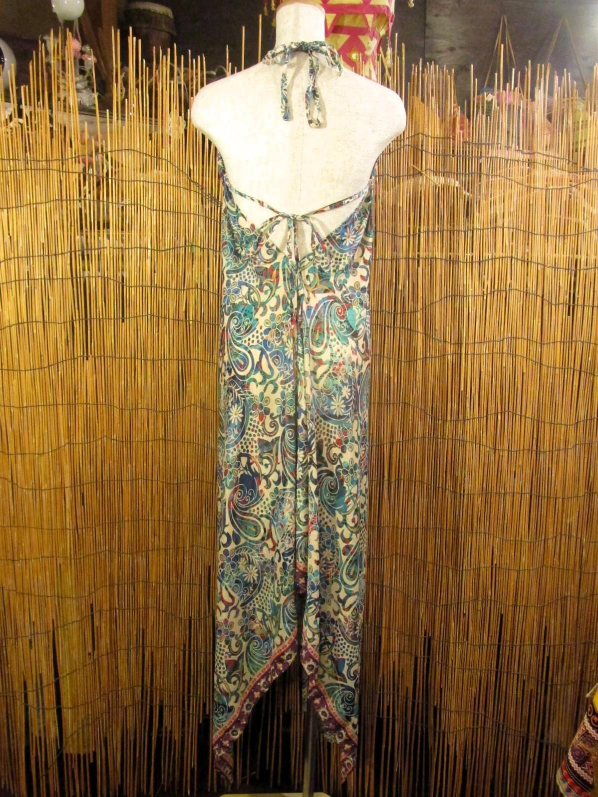 画像3: サリー生地＊ポリエステル素材＊ホルターネック＊ロング丈＊ワンピース