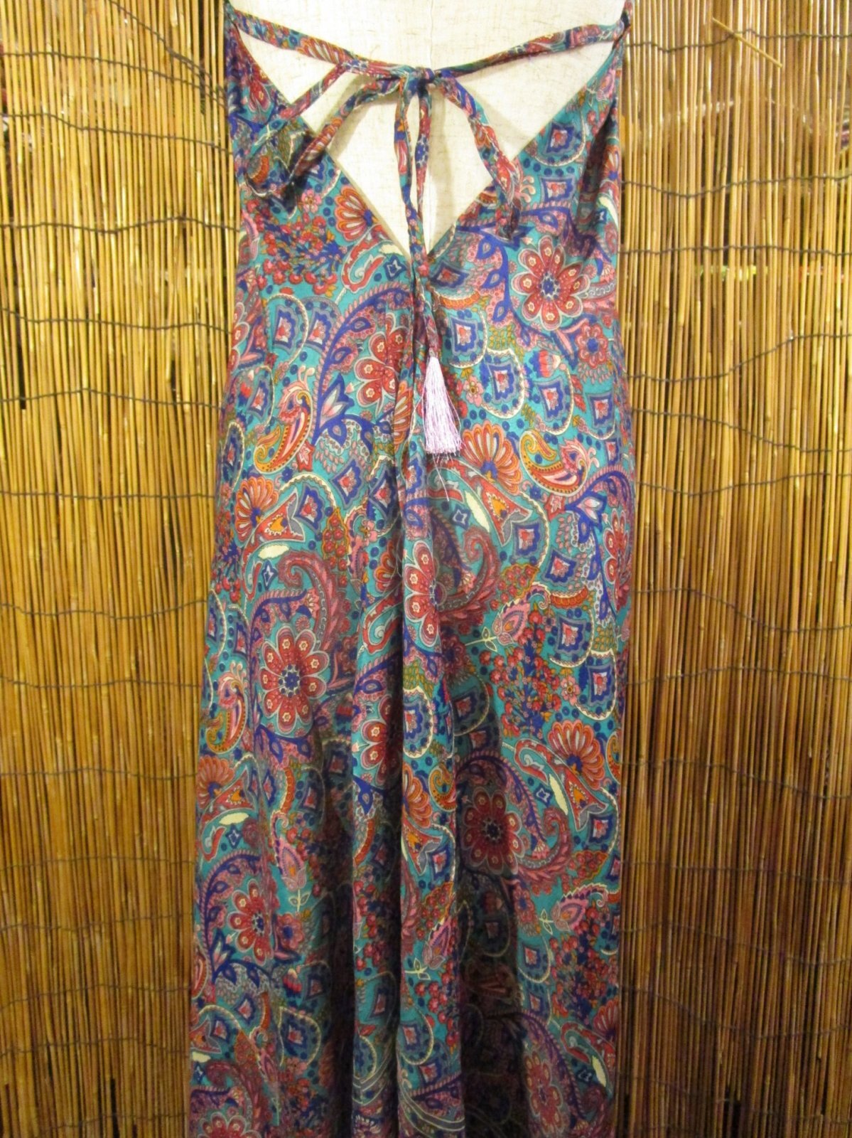 画像: サリー生地＊ポリエステル素材＊ホルターネック＊ロング丈＊ワンピース