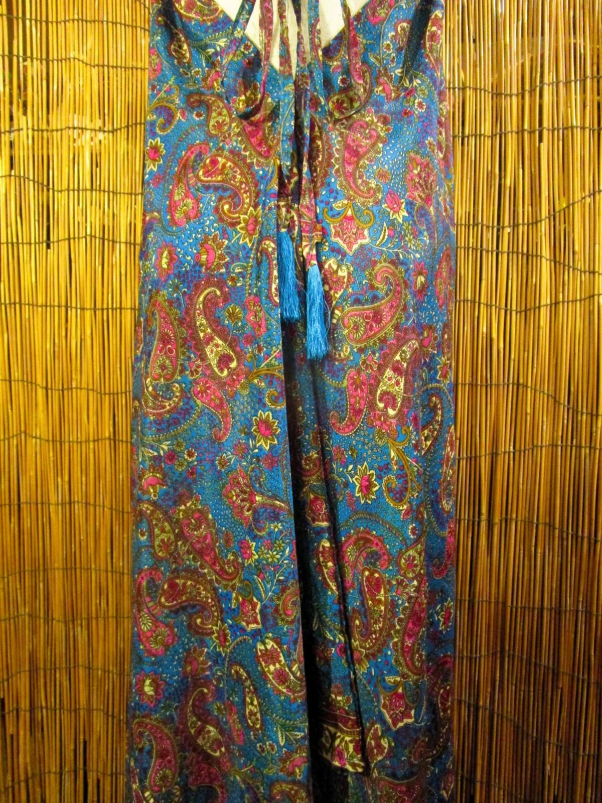 画像: サリー生地＊ポリエステル素材＊ホルターネック＊ロング丈＊ワンピース