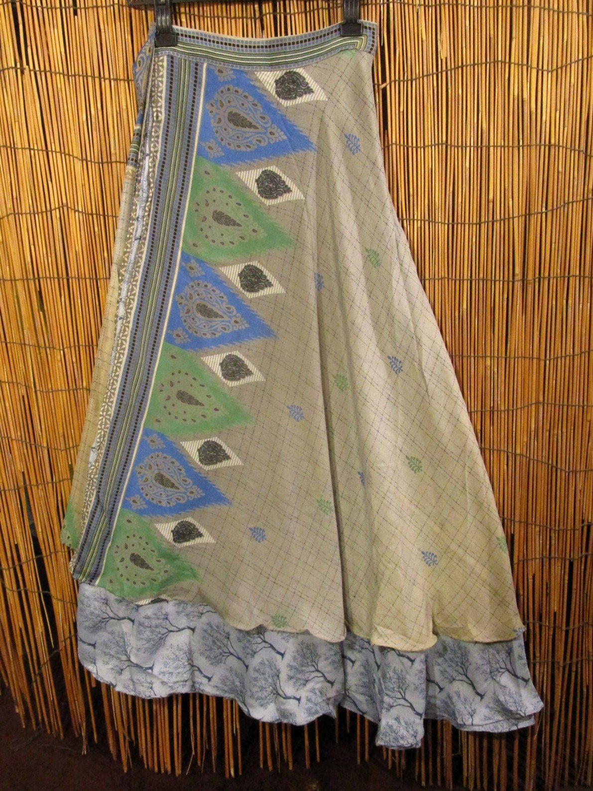 画像1: サリー生地＊ポリエステル素材＊フリーサイズ＊２ＷＡＹ＊二枚重ね＊マキシ丈＊ラップスカート