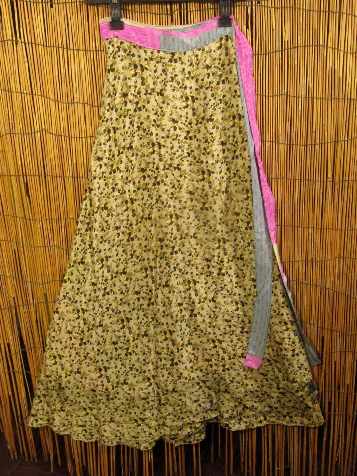 画像4: サリー生地＊ポリエステル素材＊フリーサイズ＊２ＷＡＹ＊二枚重ね＊マキシ丈＊ラップスカート