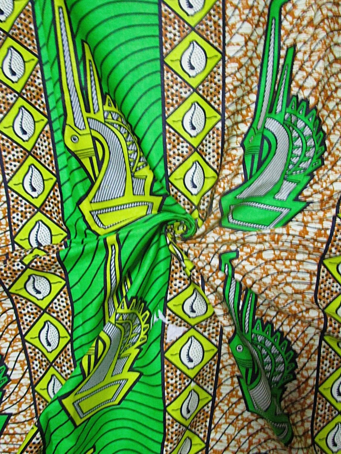 画像: アフリカンプリント生地 パーニュ