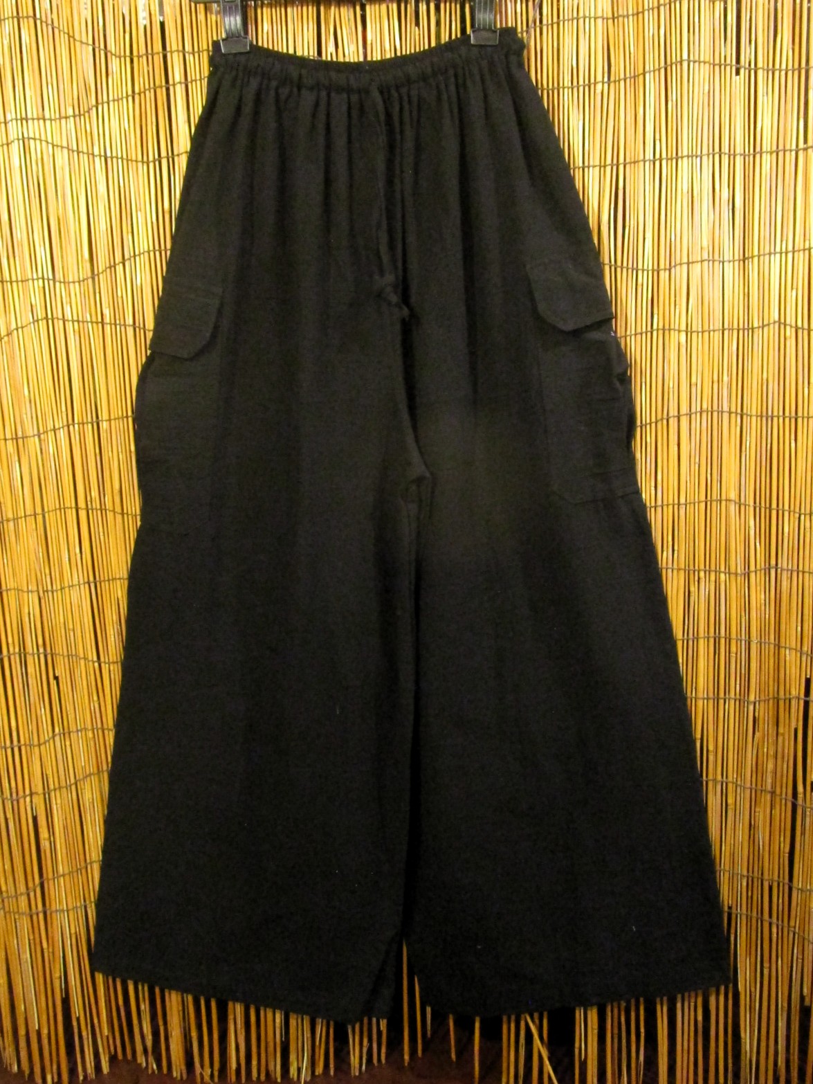 画像1: 無地＊コットン素材＊ゆったりサイズ＊カーゴタイプ＊ロング丈パンツ