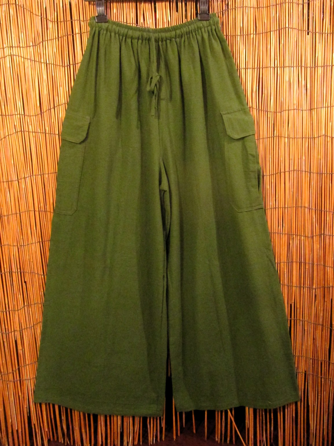画像1: 無地＊コットン素材＊ゆったりサイズ＊カーゴタイプ＊ロング丈パンツ