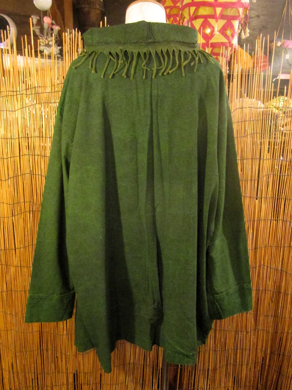 画像3: ストーンウォッシュ加工＊コットン素材＊ゆったりサイズ＊２ＷＡＹ＊フリンジ＊スナフキン＊旅人風コート