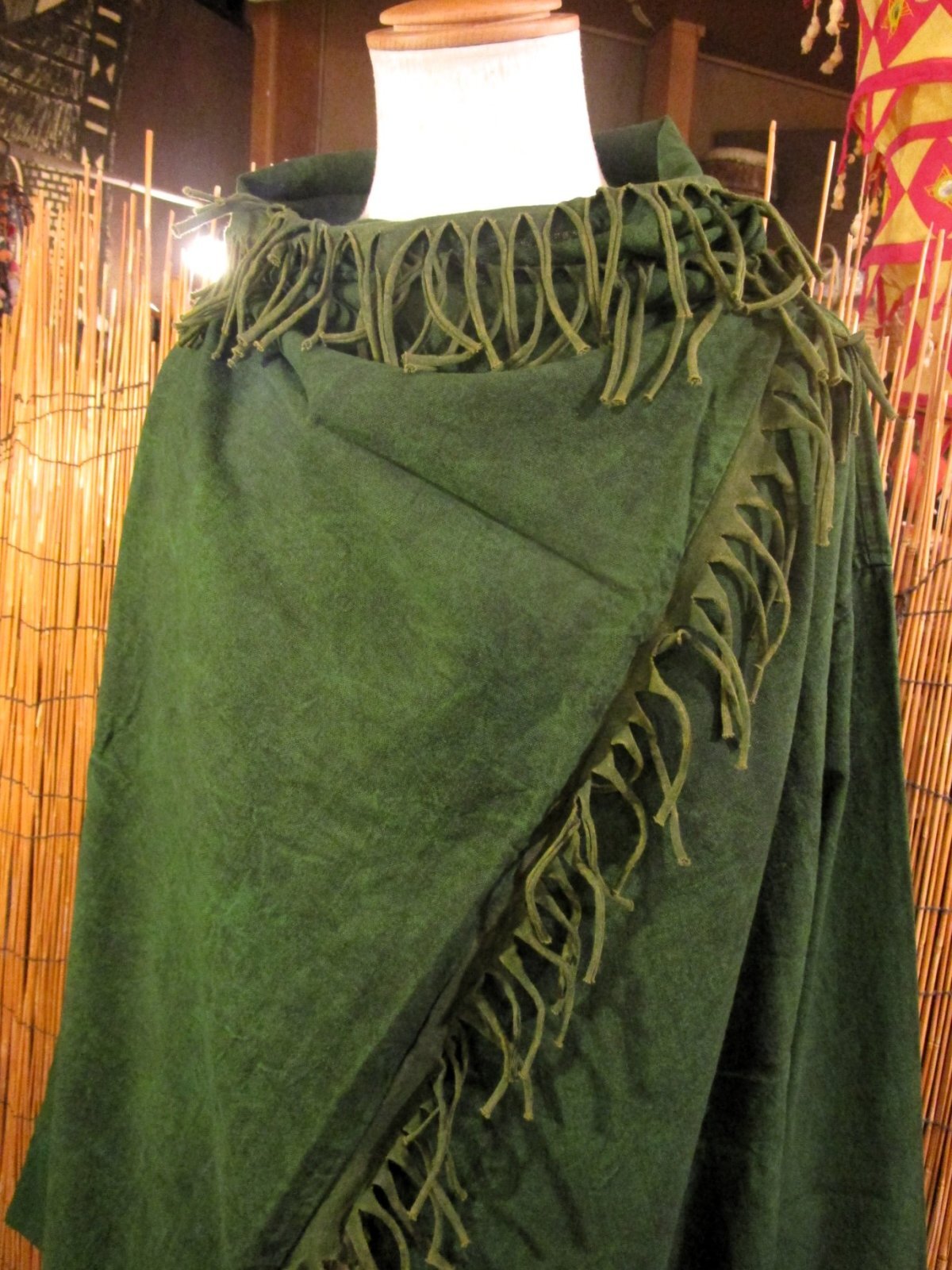 画像: ストーンウォッシュ加工＊コットン素材＊ゆったりサイズ＊２ＷＡＹ＊フリンジ＊スナフキン＊旅人風コート