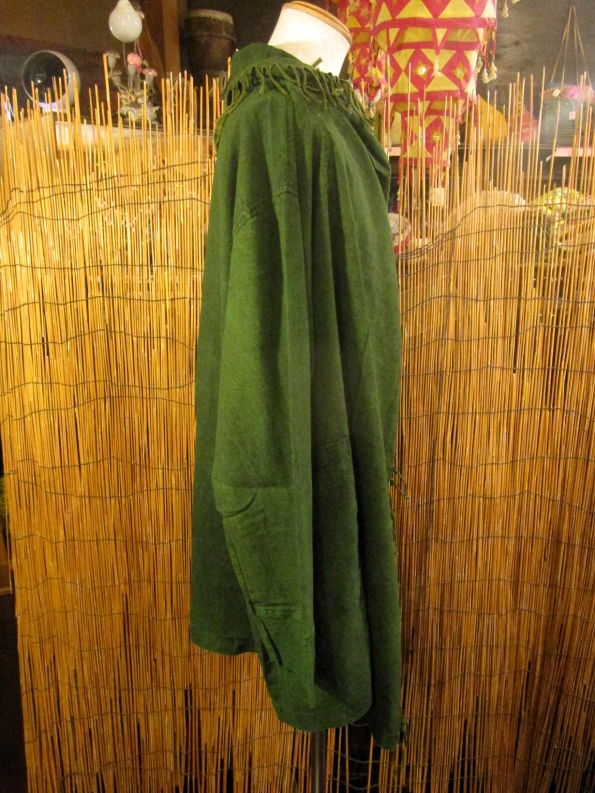 画像2: ストーンウォッシュ加工＊コットン素材＊ゆったりサイズ＊２ＷＡＹ＊フリンジ＊スナフキン＊旅人風コート