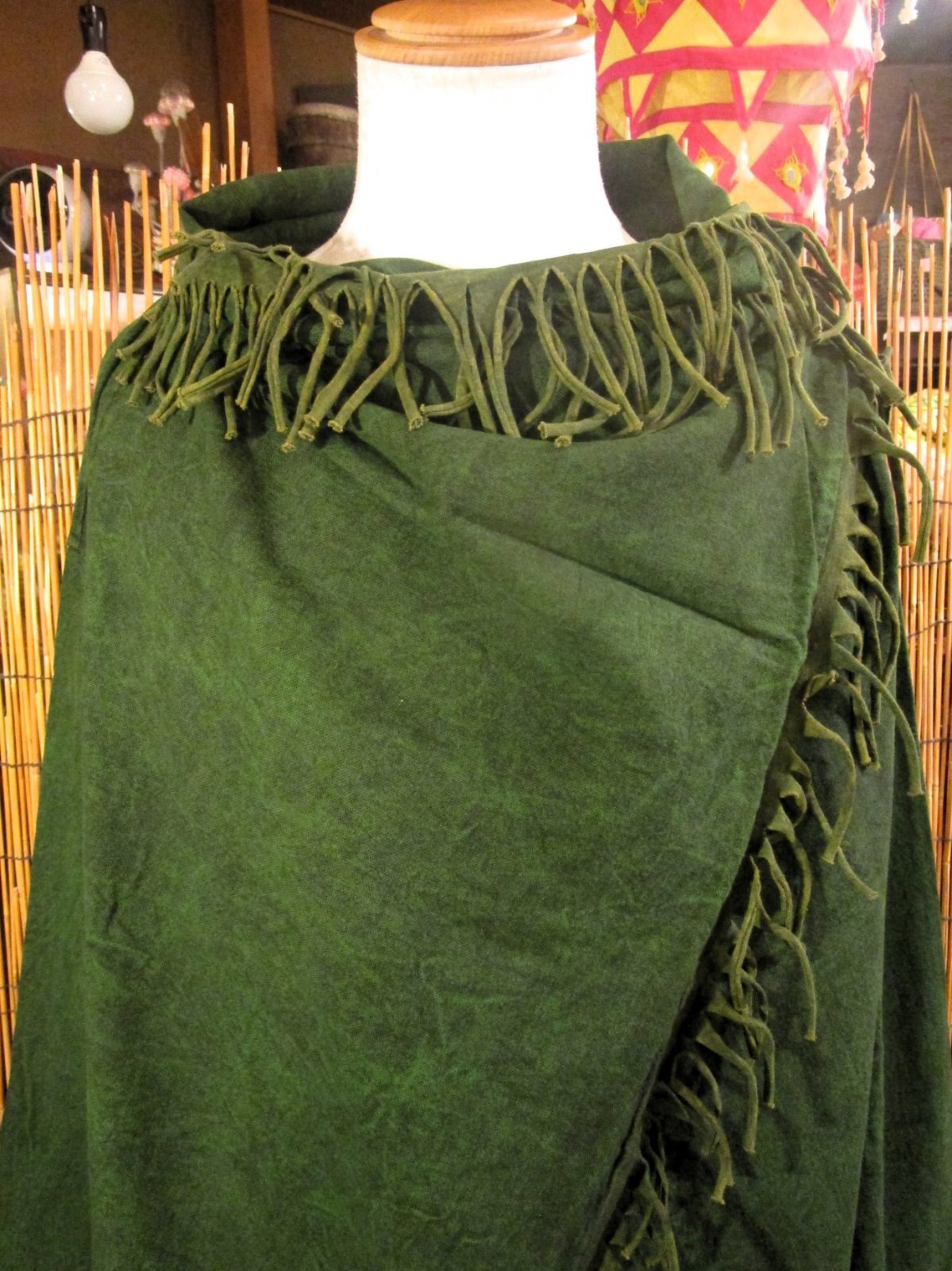 画像: ストーンウォッシュ加工＊コットン素材＊ゆったりサイズ＊２ＷＡＹ＊フリンジ＊スナフキン＊旅人風コート