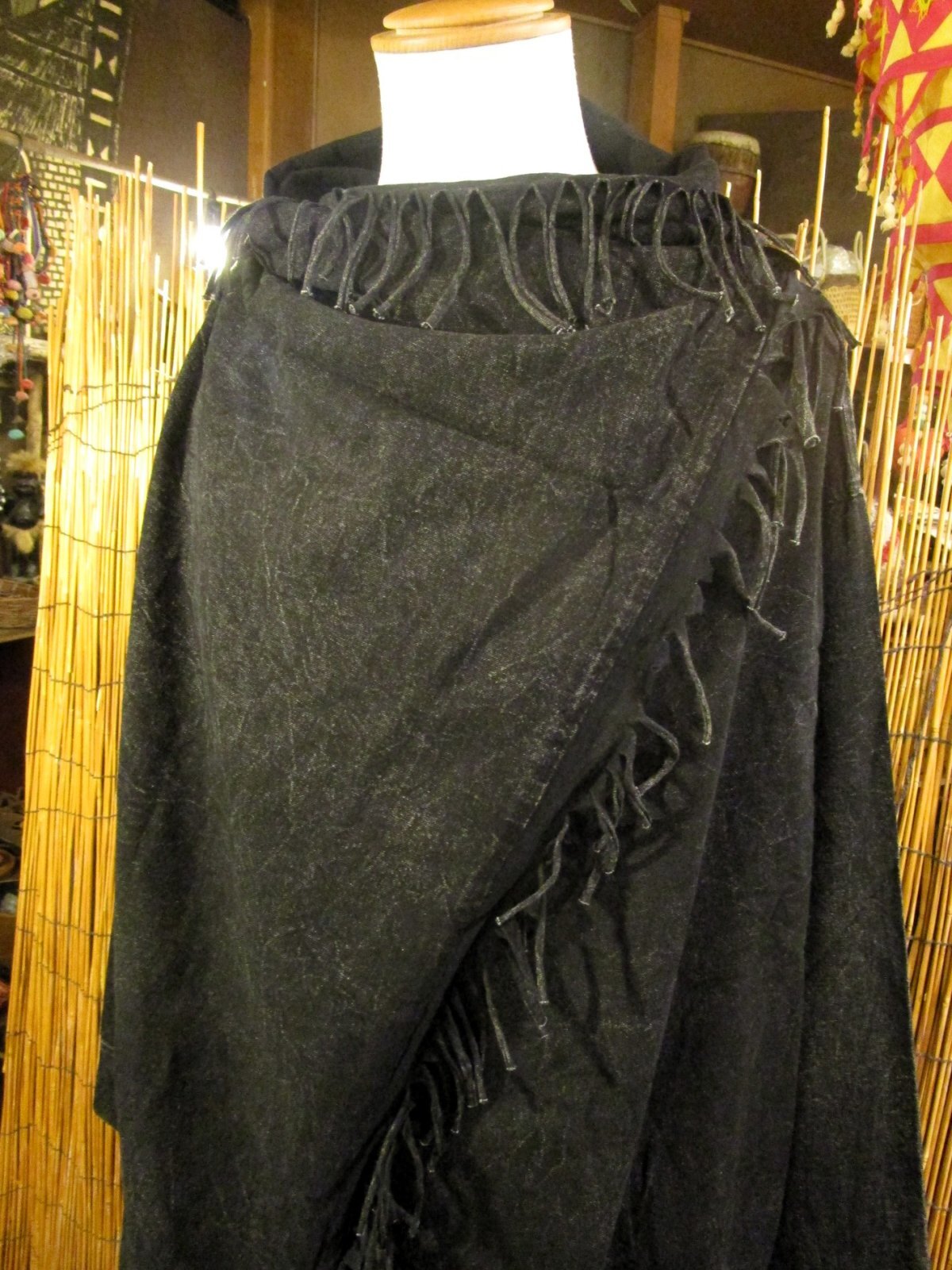 画像: ストーンウォッシュ加工＊コットン素材＊ゆったりサイズ＊２ＷＡＹ＊フリンジ＊スナフキン＊旅人風コート