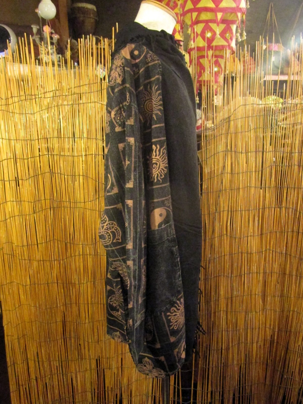 画像2: ストーンウォッシュ加工＊コットン素材＊民族調プリント＊ゆったりサイズ＊２ＷＡＹ＊フリンジ＊スナフキン＊旅人風コート