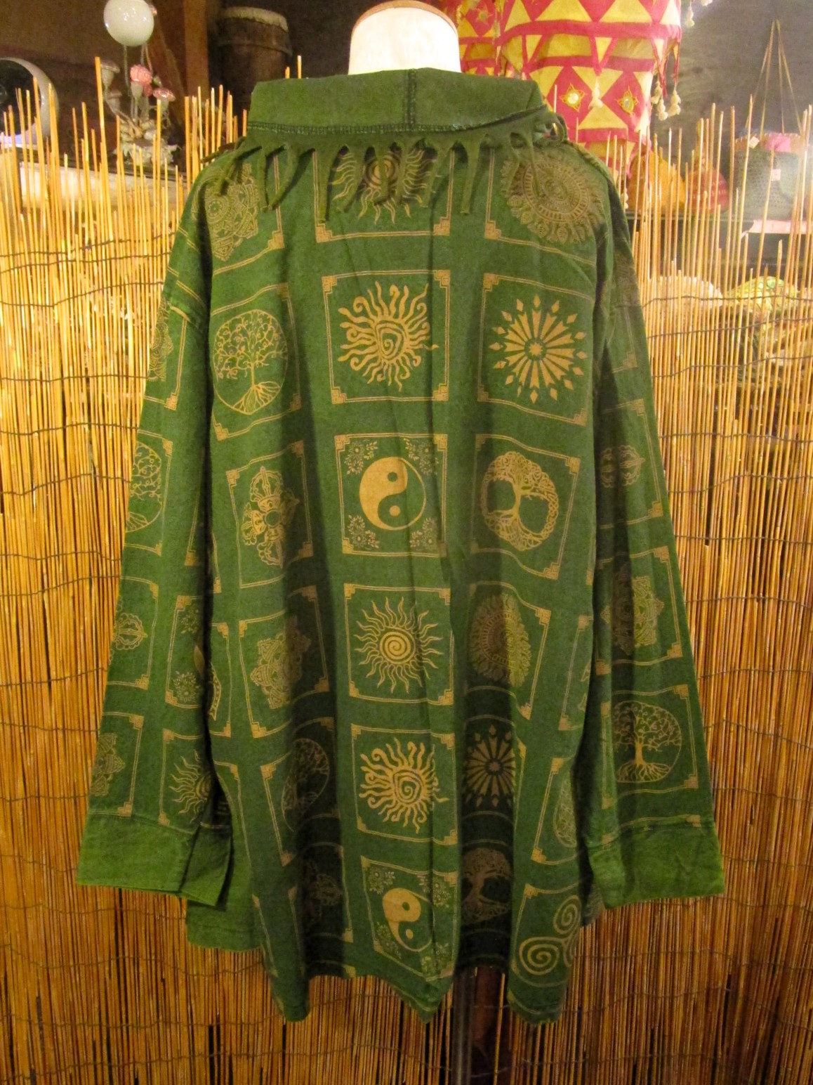 画像3: ストーンウォッシュ加工＊コットン素材＊民族調プリント＊ゆったりサイズ＊２ＷＡＹ＊フリンジ＊スナフキン＊旅人風コート