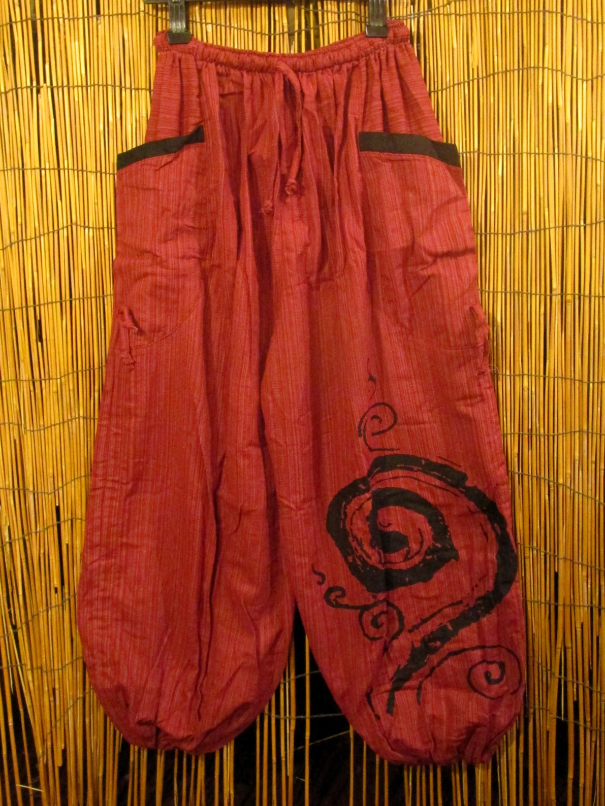 画像1: 渦巻きプリント＊コットン素材＊カーゴタイプ＊ふんわり＊アラジンパンツ