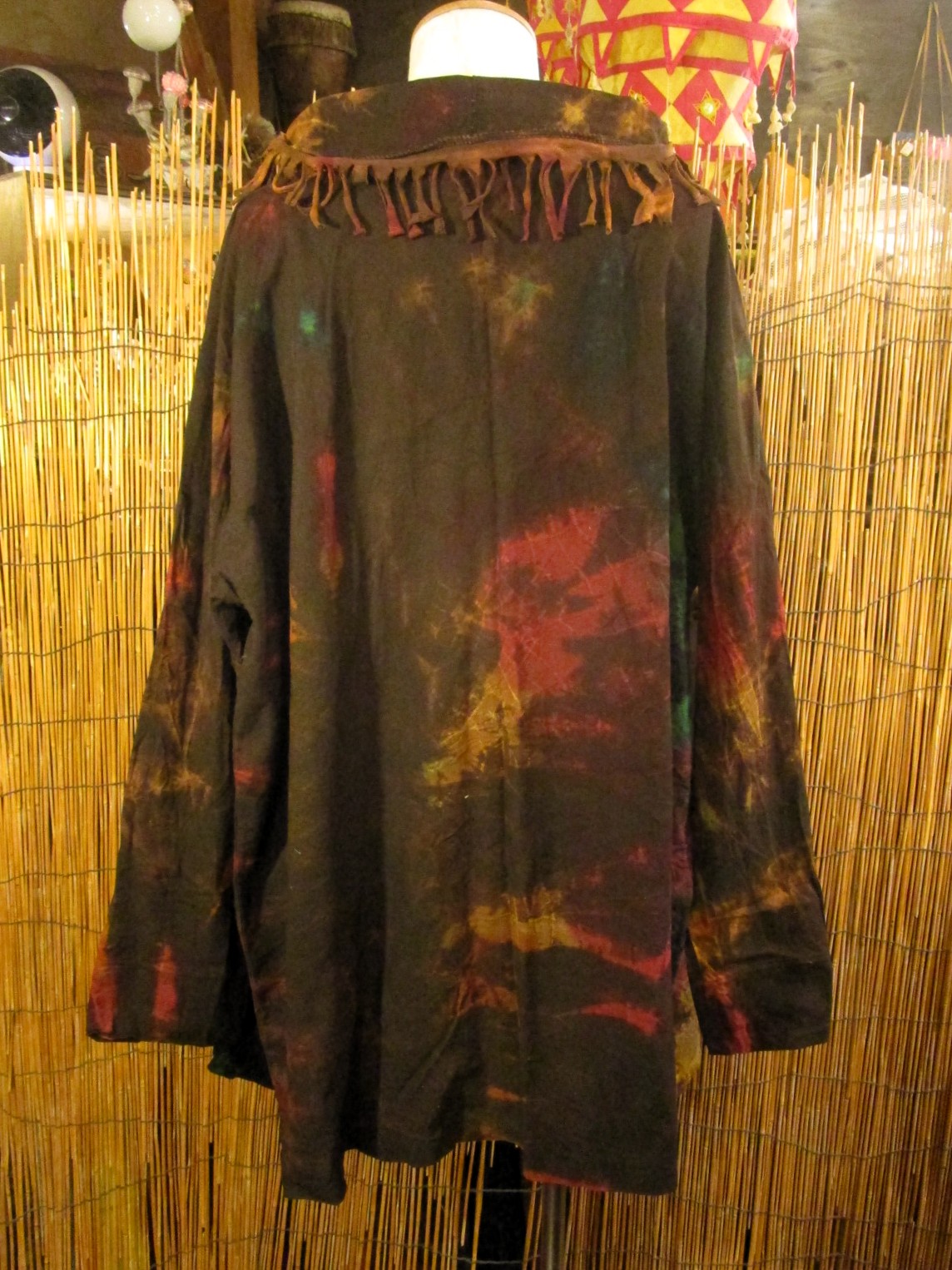 画像3: タイダイ染め＊コットン素材＊ゆったりサイズ＊２ＷＡＹ＊フリンジ＊スナフキン＊旅人風コート