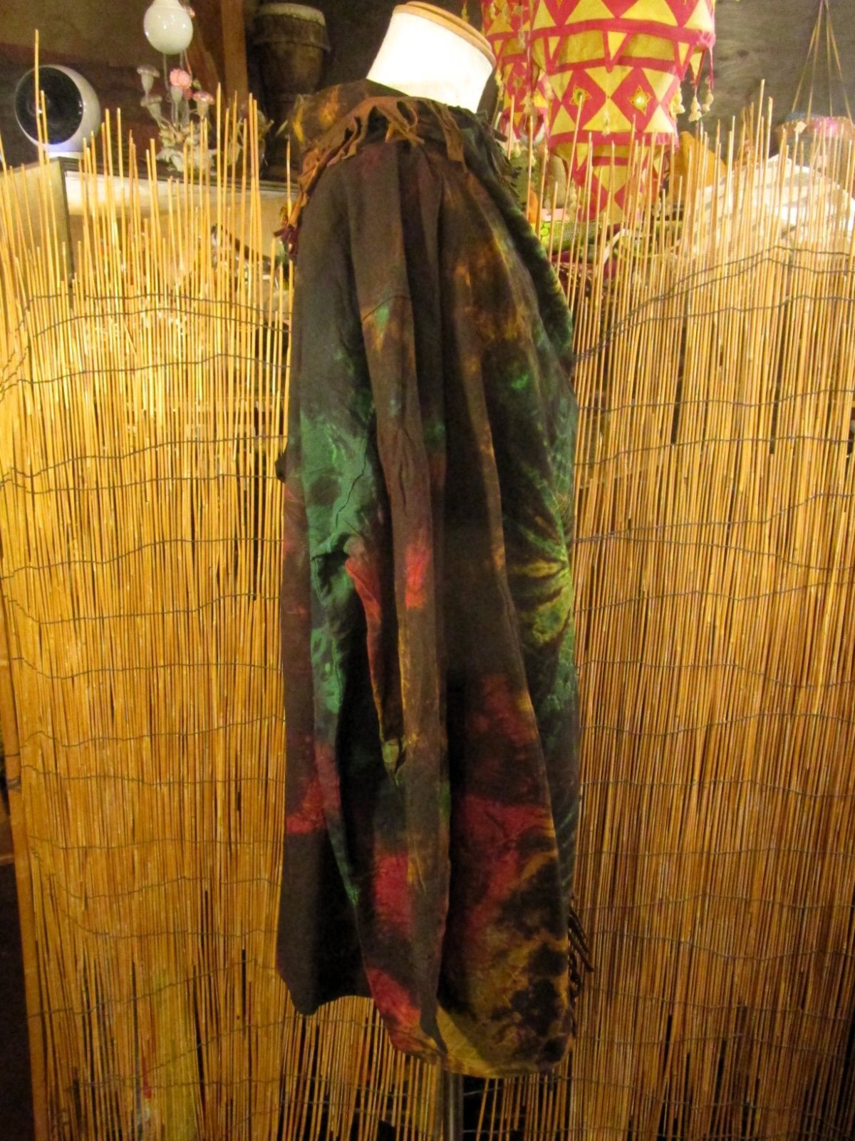 画像2: タイダイ染め＊コットン素材＊ゆったりサイズ＊２ＷＡＹ＊フリンジ＊スナフキン＊旅人風コート