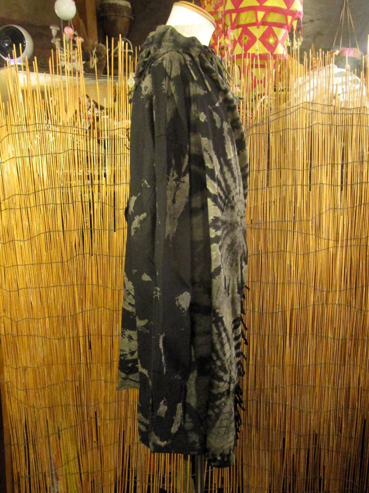 画像2: タイダイ染め＊コットン素材＊ゆったりサイズ＊２ＷＡＹ＊フリンジ＊スナフキン＊旅人風コート