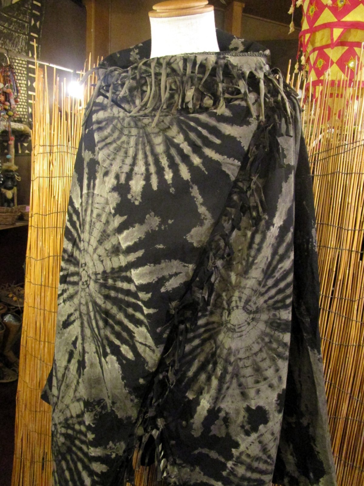 画像: タイダイ染め＊コットン素材＊ゆったりサイズ＊２ＷＡＹ＊フリンジ＊スナフキン＊旅人風コート