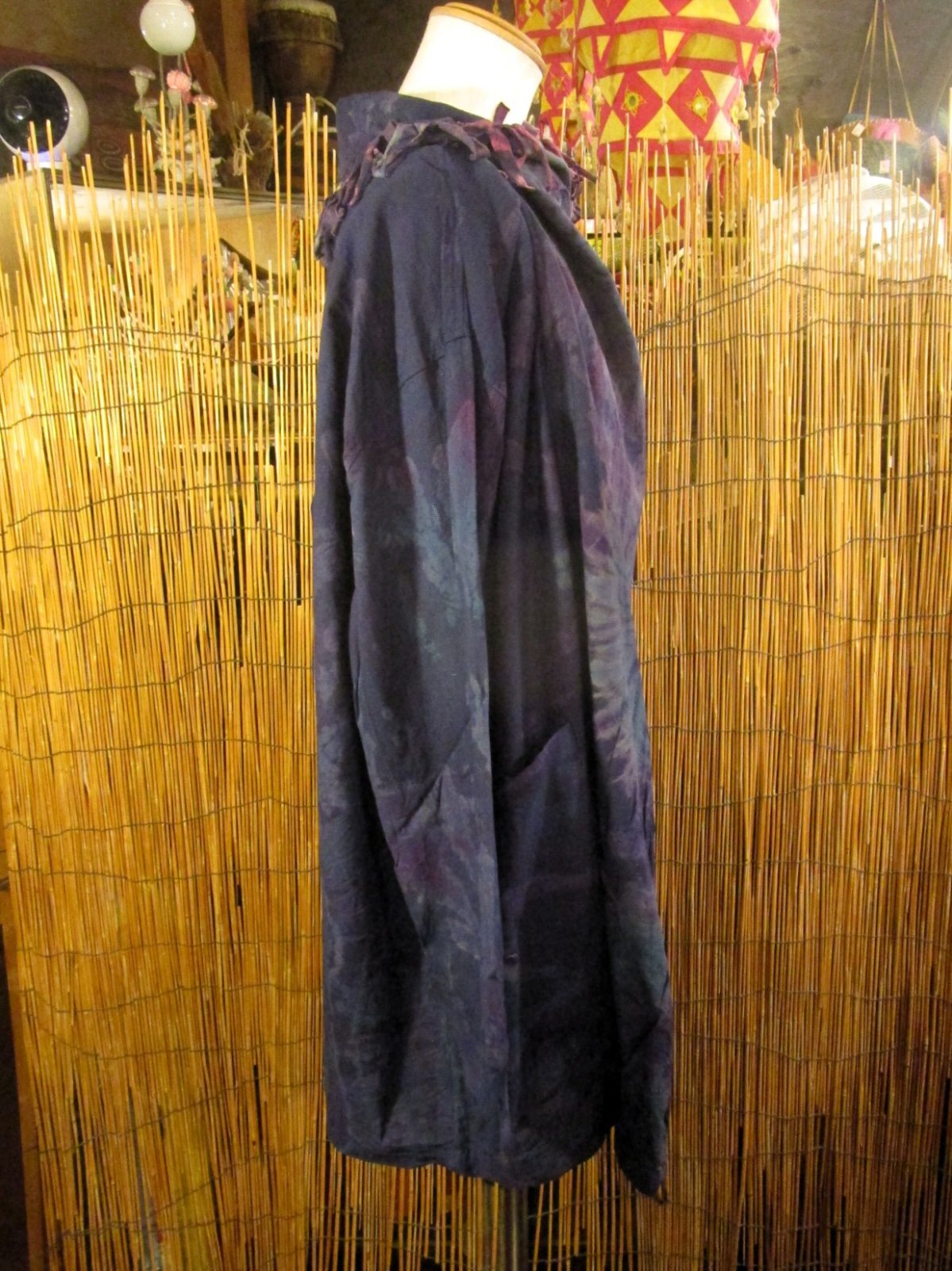 画像2: タイダイ染め＊コットン素材＊ゆったりサイズ＊２ＷＡＹ＊フリンジ＊スナフキン＊旅人風コート