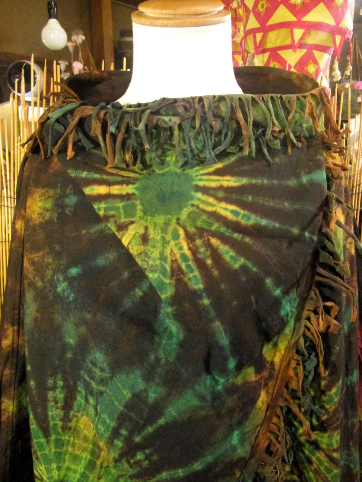 画像: タイダイ染め＊コットン素材＊ゆったりサイズ＊２ＷＡＹ＊フリンジ＊スナフキン＊旅人風コート