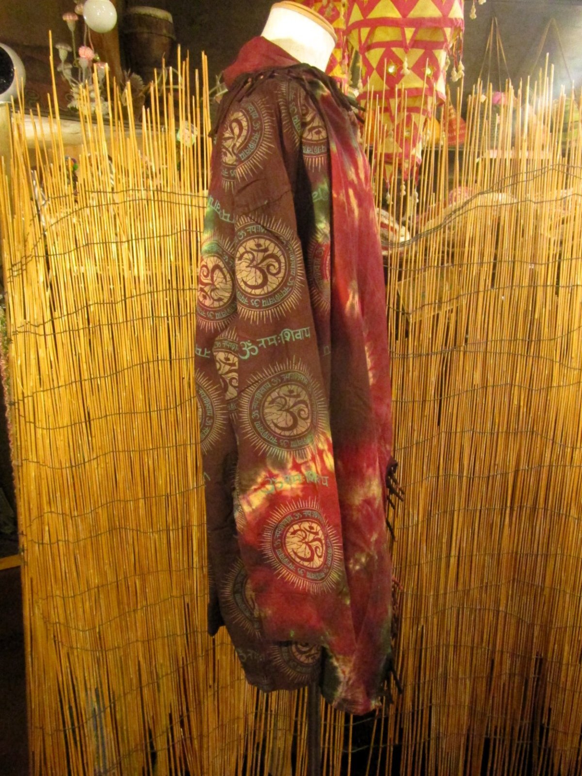 画像2: タイダイ染め＆民族調プリント＊コットン素材＊ゆったりサイズ＊２ＷＡＹ＊フリンジ＊スナフキン＊旅人風コート