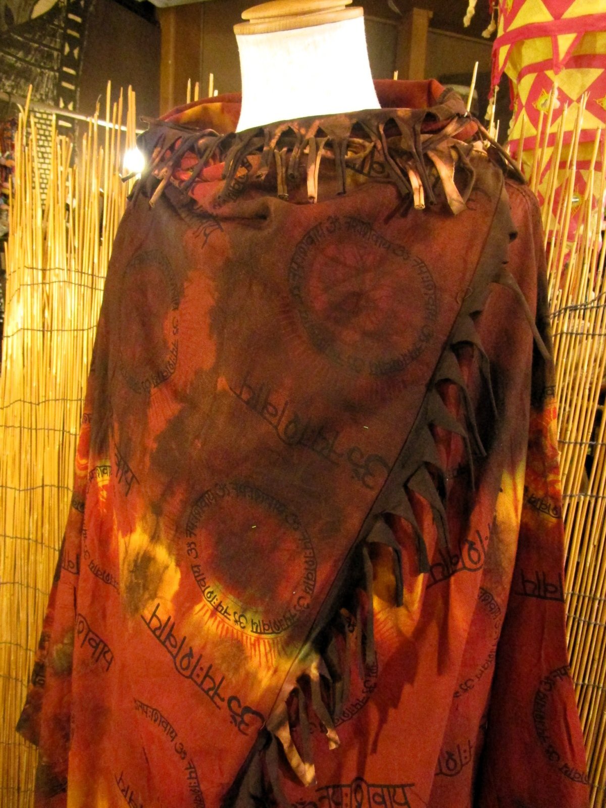 画像: タイダイ染め＆民族調プリント＊コットン素材＊ゆったりサイズ＊２ＷＡＹ＊フリンジ＊スナフキン＊旅人風コート