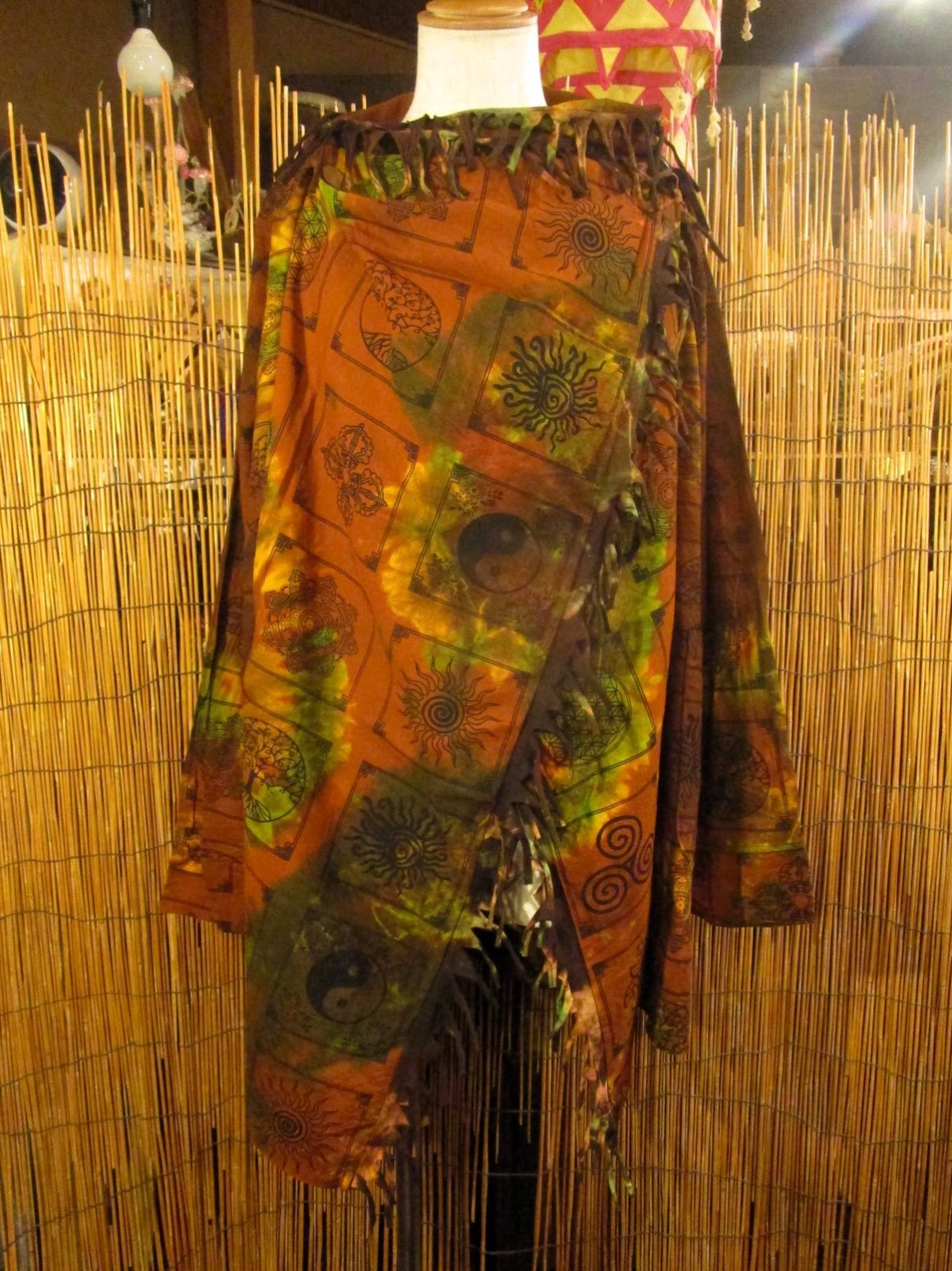 画像1: タイダイ染め＆民族調プリント＊コットン素材＊ゆったりサイズ＊２ＷＡＹ＊フリンジ＊スナフキン＊旅人風コート