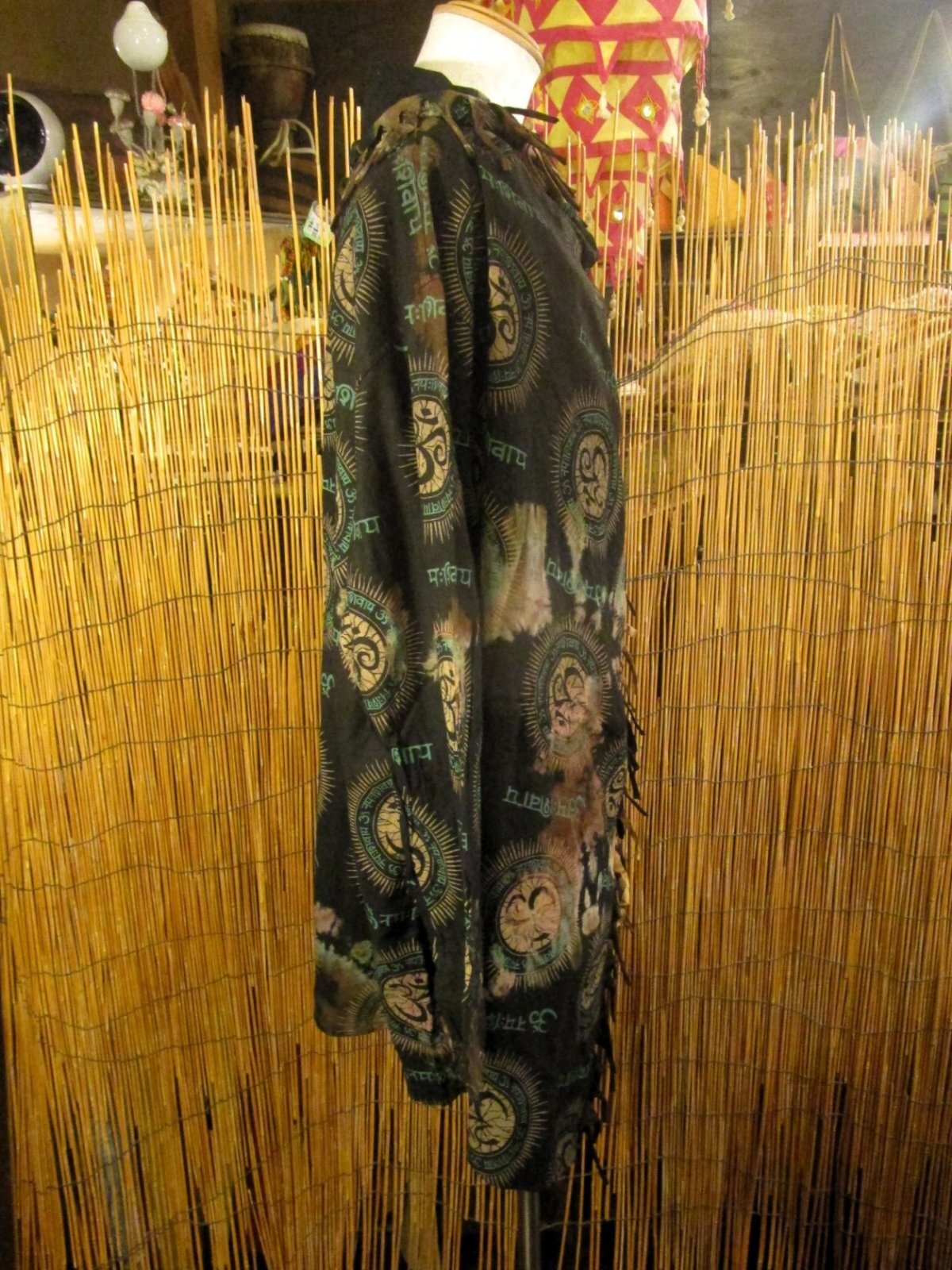 画像2: タイダイ染め＆民族調プリント＊コットン素材＊ゆったりサイズ＊２ＷＡＹ＊フリンジ＊スナフキン＊旅人風コート