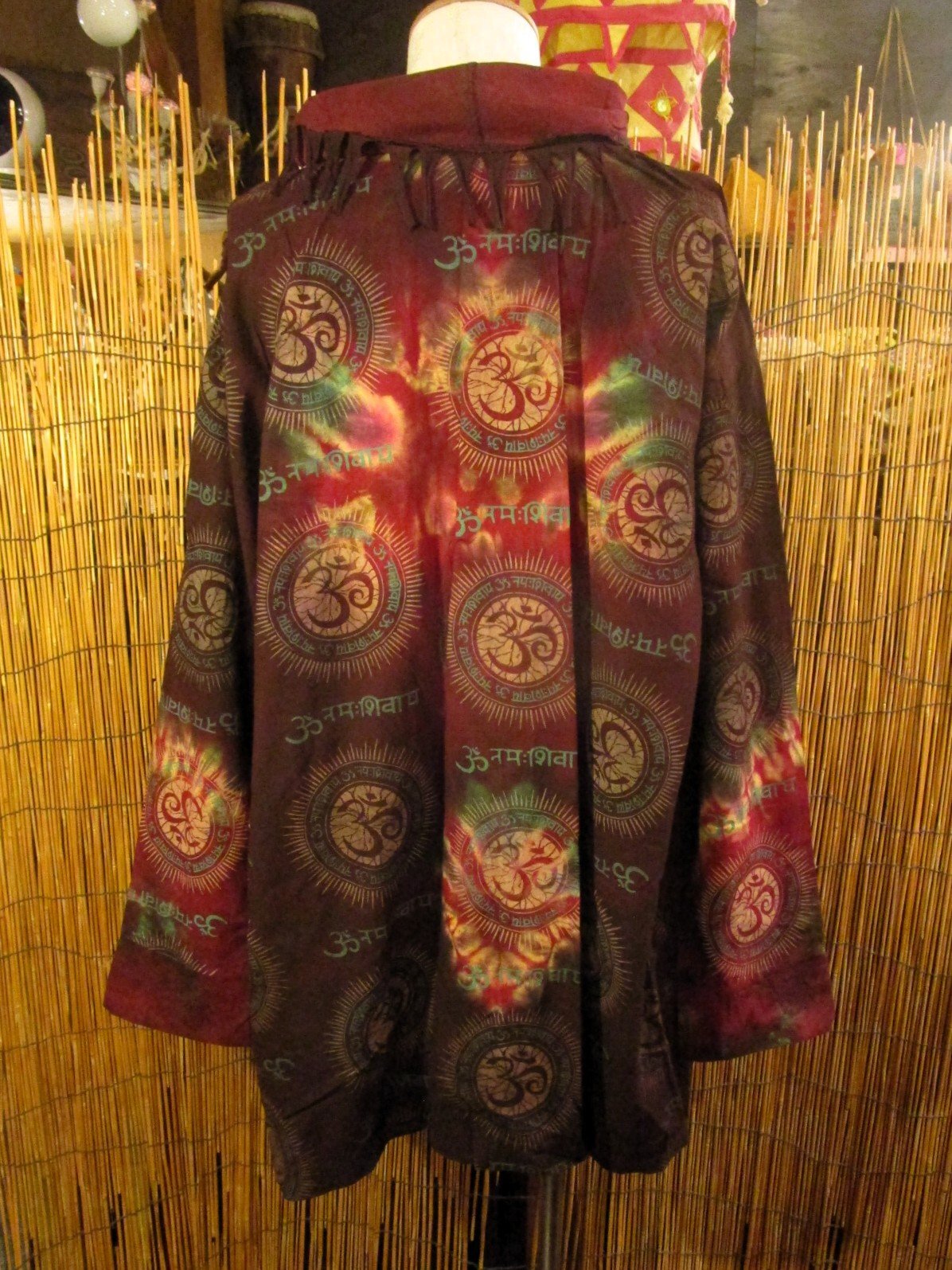 画像3: タイダイ染め＆民族調プリント＊コットン素材＊ゆったりサイズ＊２ＷＡＹ＊フリンジ＊スナフキン＊旅人風コート