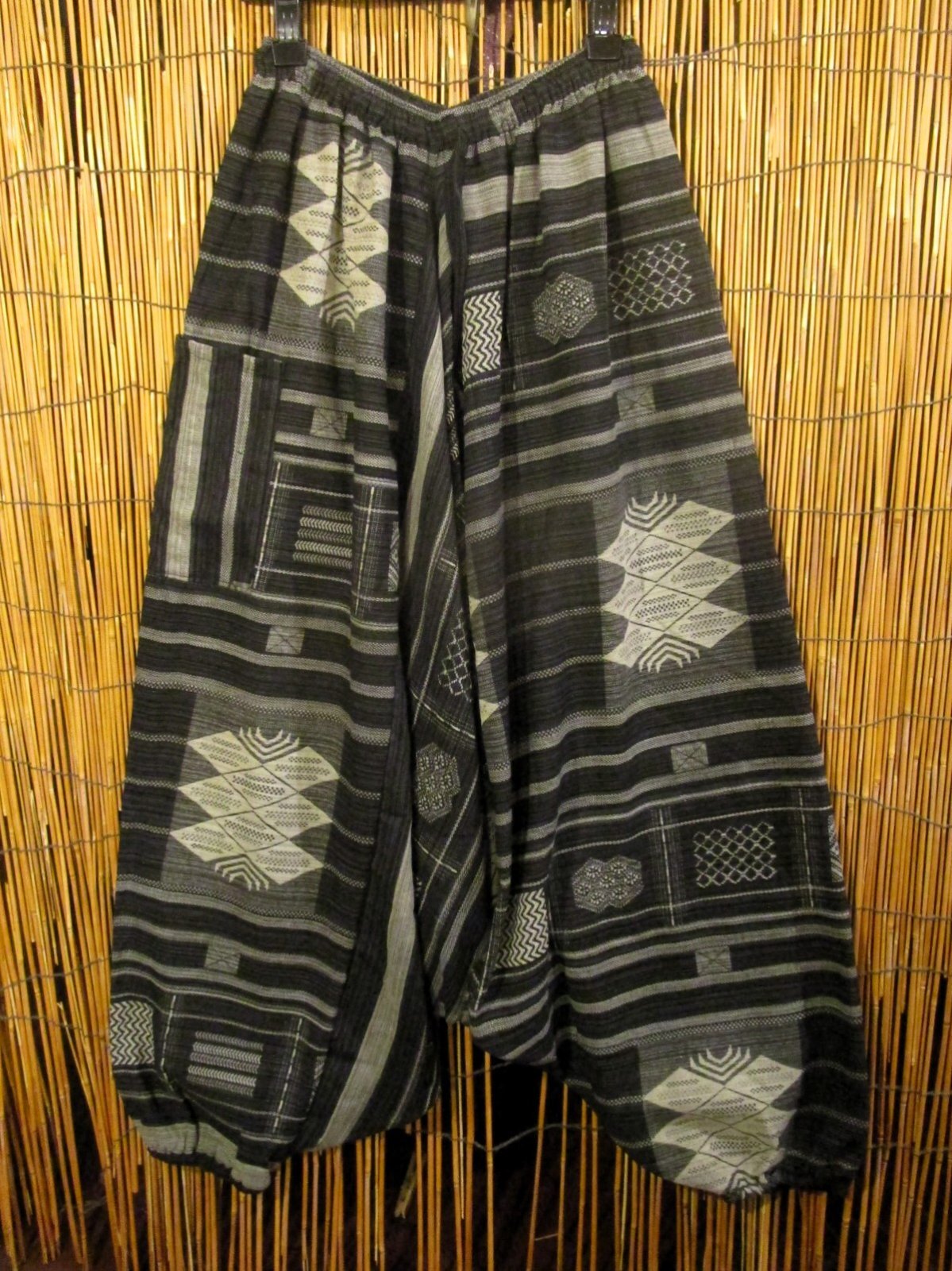 画像1: 織り柄風プリント＊コットン素材＊ふんわり＊サルエルパンツ