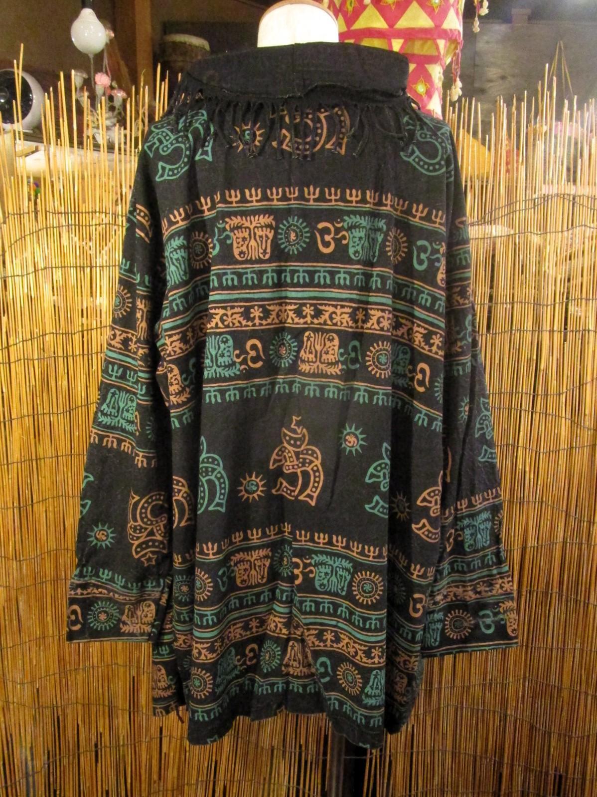 画像3: ストーンウォッシュ＆ラムナミプリント＊コットン素材＊ゆったりサイズ＊２ＷＡＹ＊フリンジ＊スナフキン＊旅人風コート