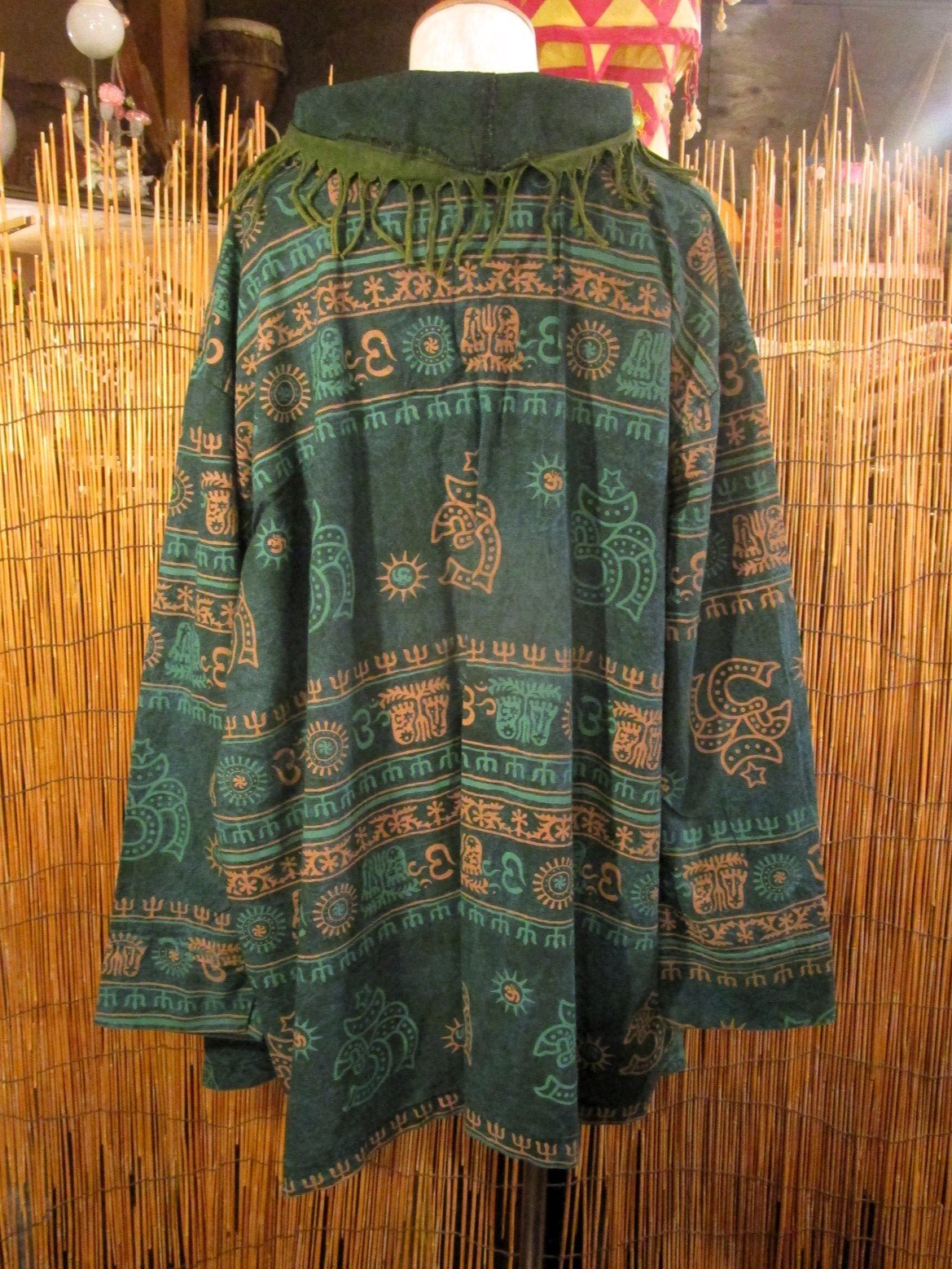 画像3: ストーンウォッシュ＆ラムナミプリント＊コットン素材＊ゆったりサイズ＊２ＷＡＹ＊フリンジ＊スナフキン＊旅人風コート