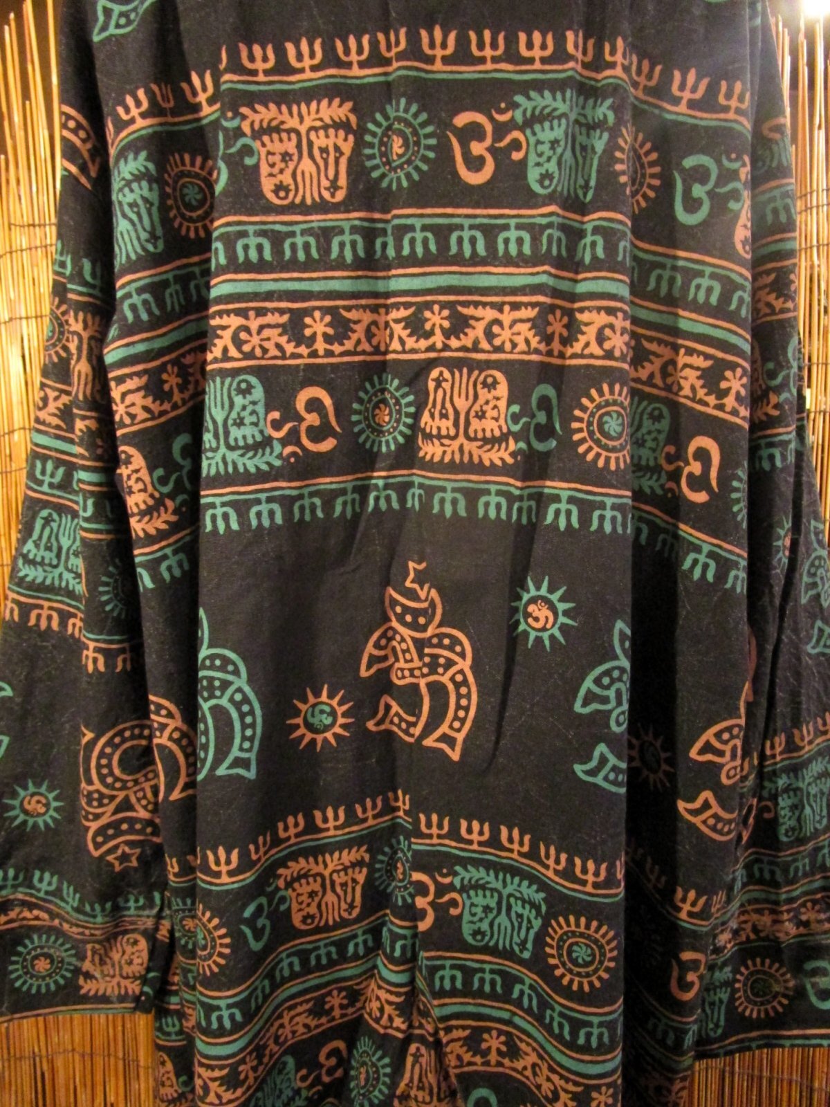 画像: ストーンウォッシュ＆ラムナミプリント＊コットン素材＊ゆったりサイズ＊２ＷＡＹ＊フリンジ＊スナフキン＊旅人風コート