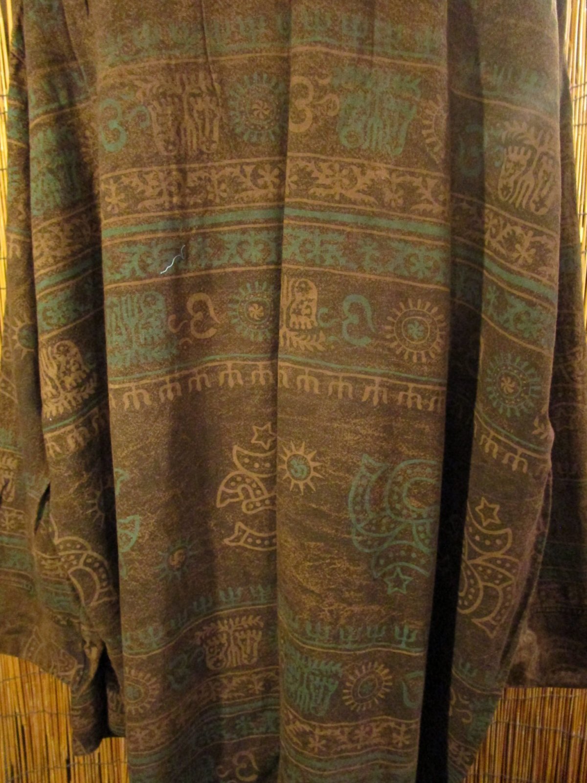 画像: ストーンウォッシュ＆ラムナミプリント＊コットン素材＊ゆったりサイズ＊２ＷＡＹ＊フリンジ＊スナフキン＊旅人風コート