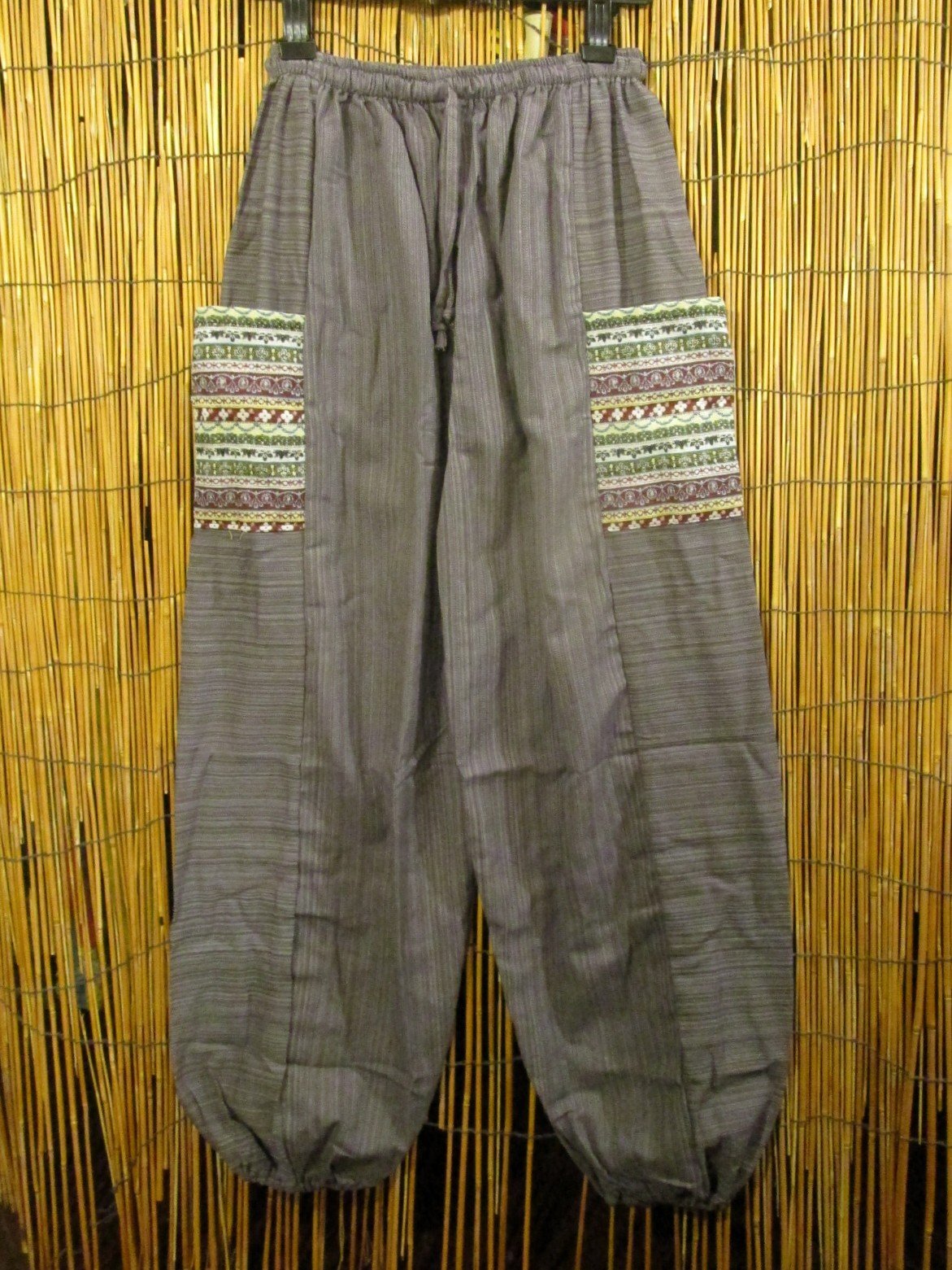 画像1: 織り柄＊パッチポケット＊コットン素材＊アラジンパンツ