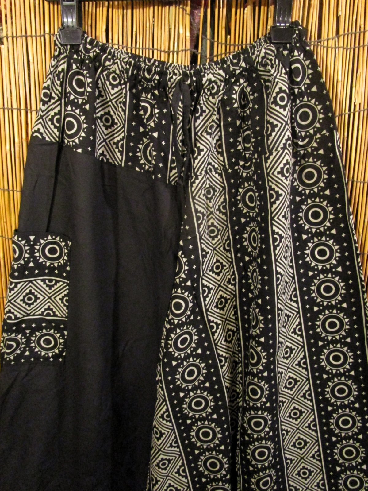 画像2: 黒色＋和風プリント＊切り替え＊コットン素材＊ふんわり＊サルエルパンツ