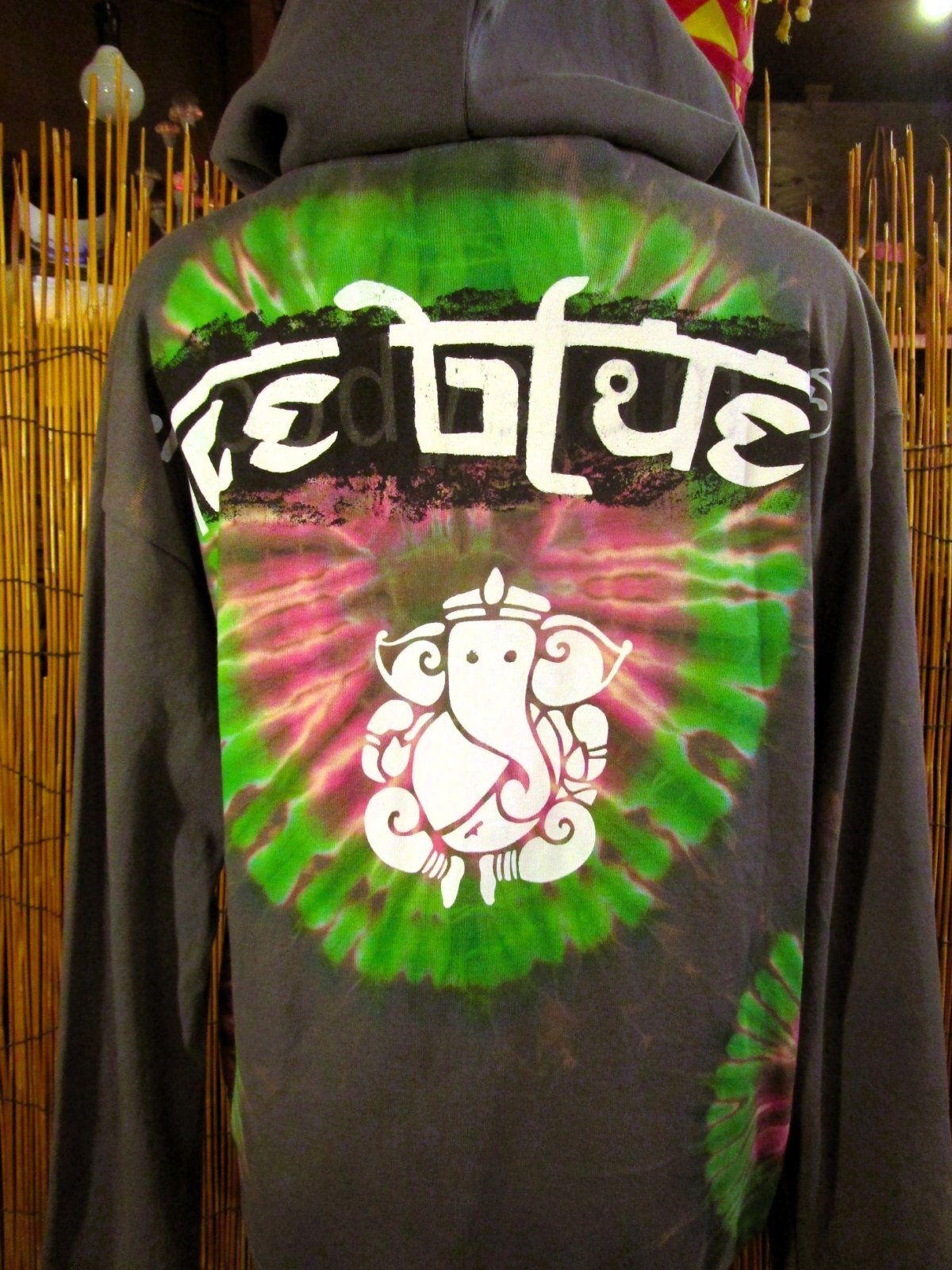 画像: タイダイ染め＆抜染ガネーシャ＊コットン素材＊ジップアップパーカー