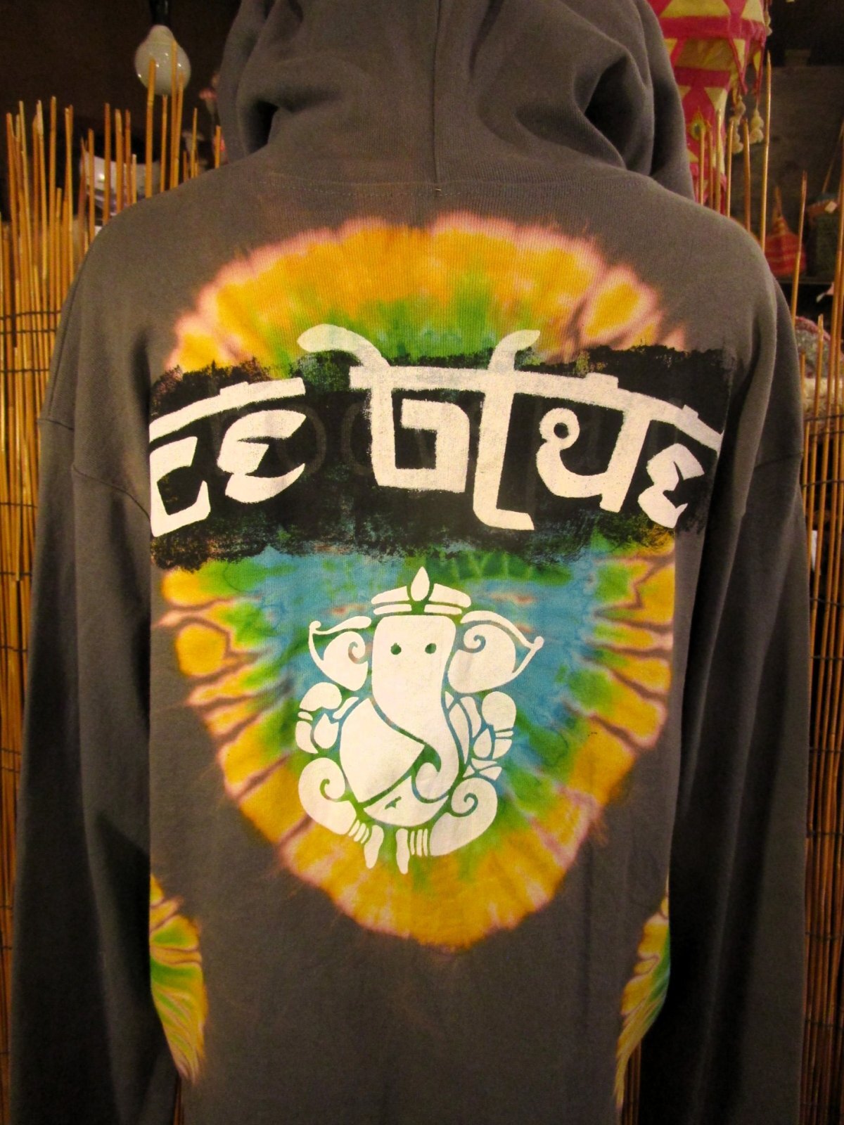 画像: タイダイ染め＆抜染ガネーシャ＊コットン素材＊ジップアップパーカー